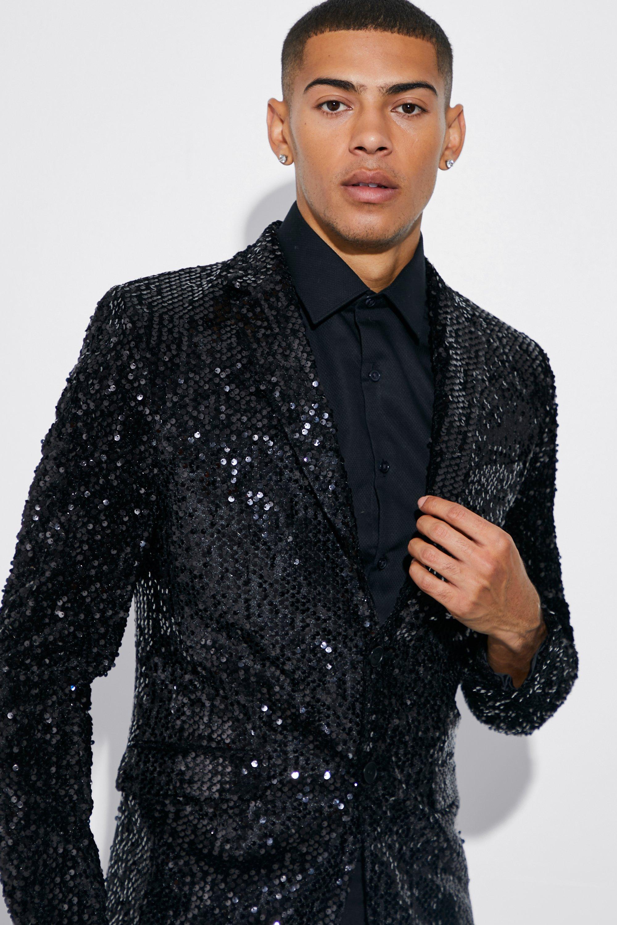 Veste de costume droite cintr e paillettes