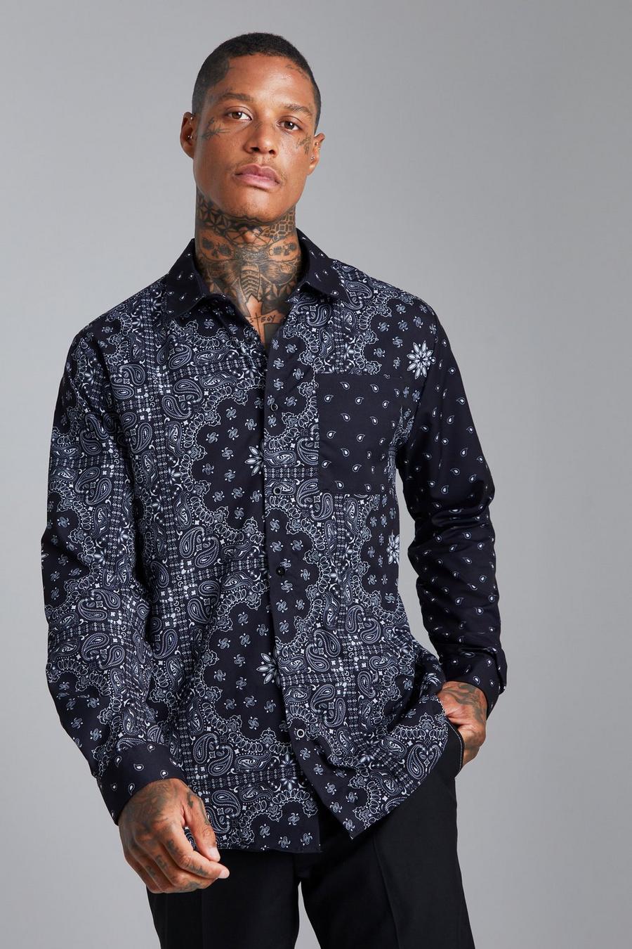 Black Long Sleeve Bandana Shirt image number 1