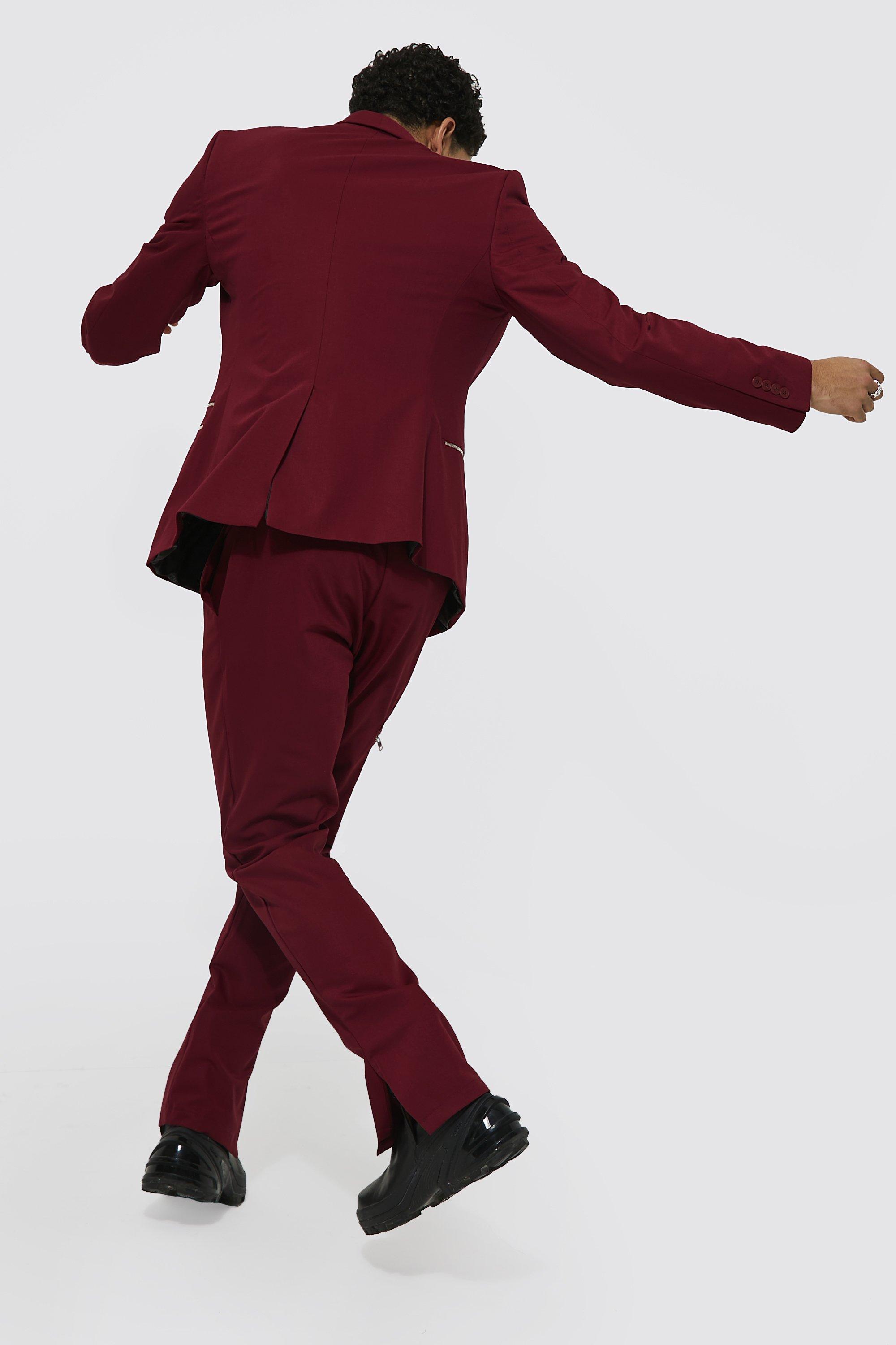 Trajes boohoo  Pantalón de traje pitillo rojo Rojo Hombre