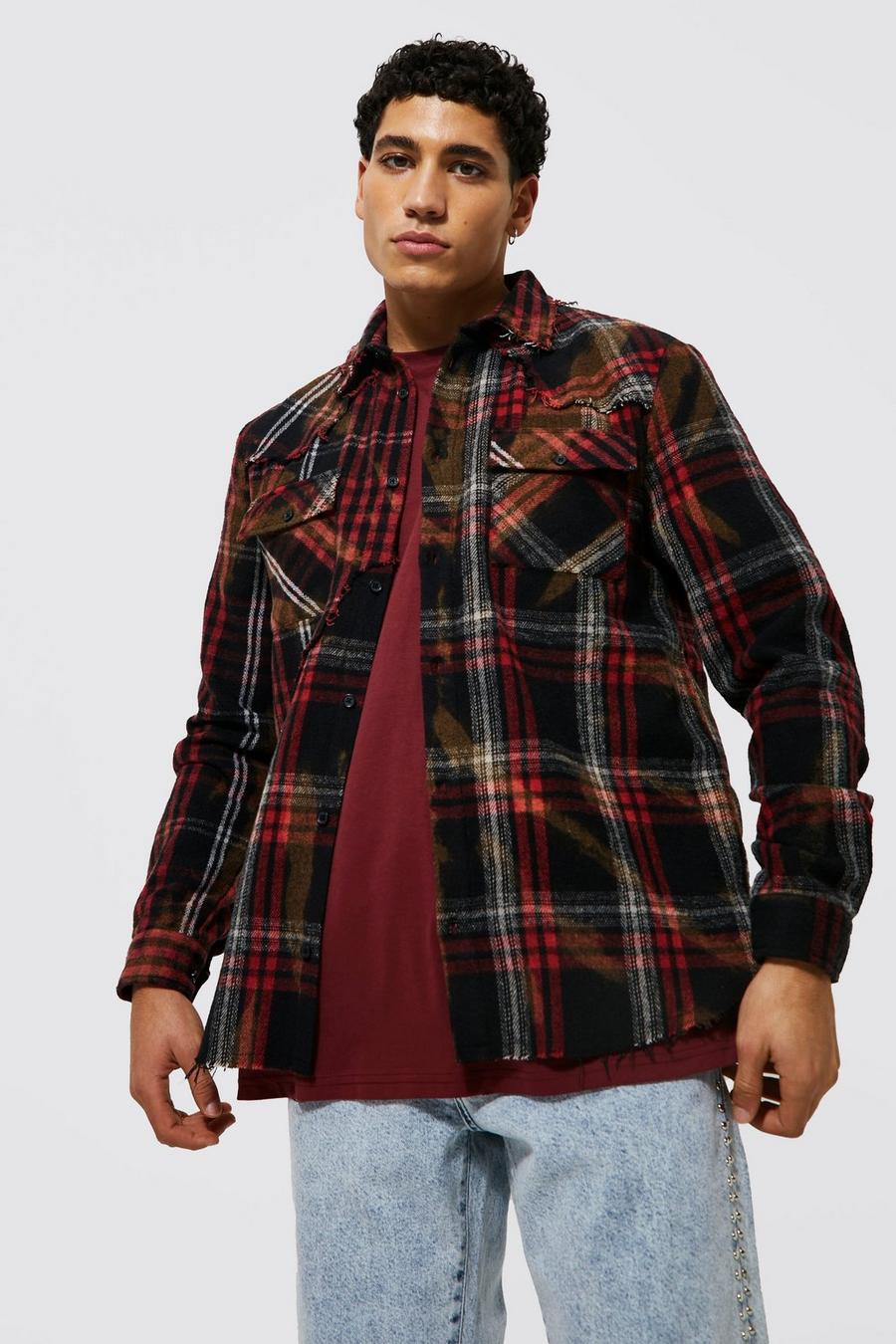 Red Check Spliced Shirt image number 1