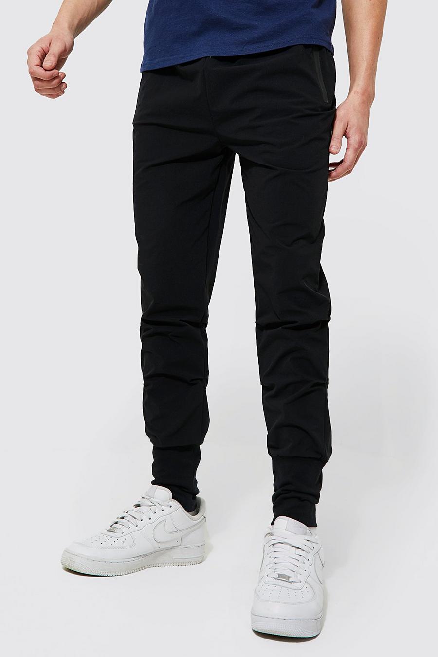Black Slim Technical Stretch Trouser With Deep Cuff image number 1