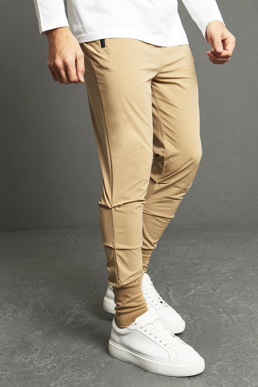 Pantalon stretch uni coupe slim, Stone image number 1