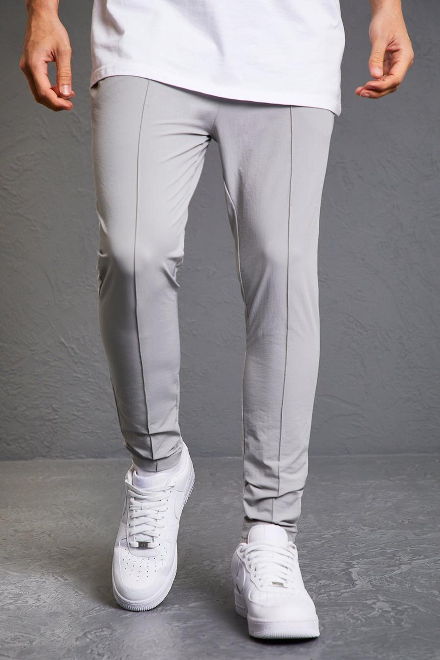 Light grey Elastic Waist Slim Techincal Stretch Pleat Trouser image number 1