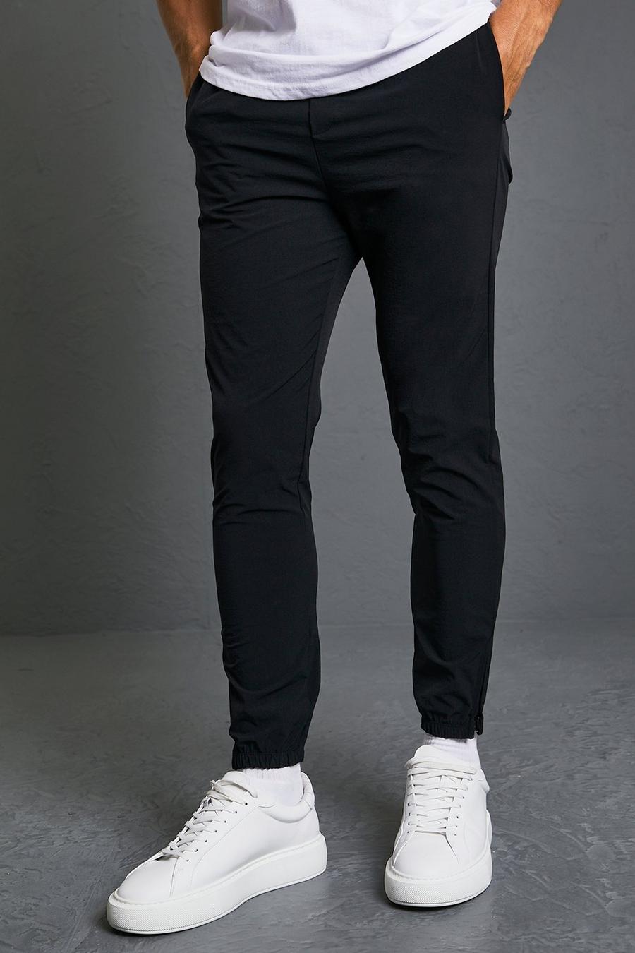 Pantaloni Slim Fit in Stretch tecnico, Black