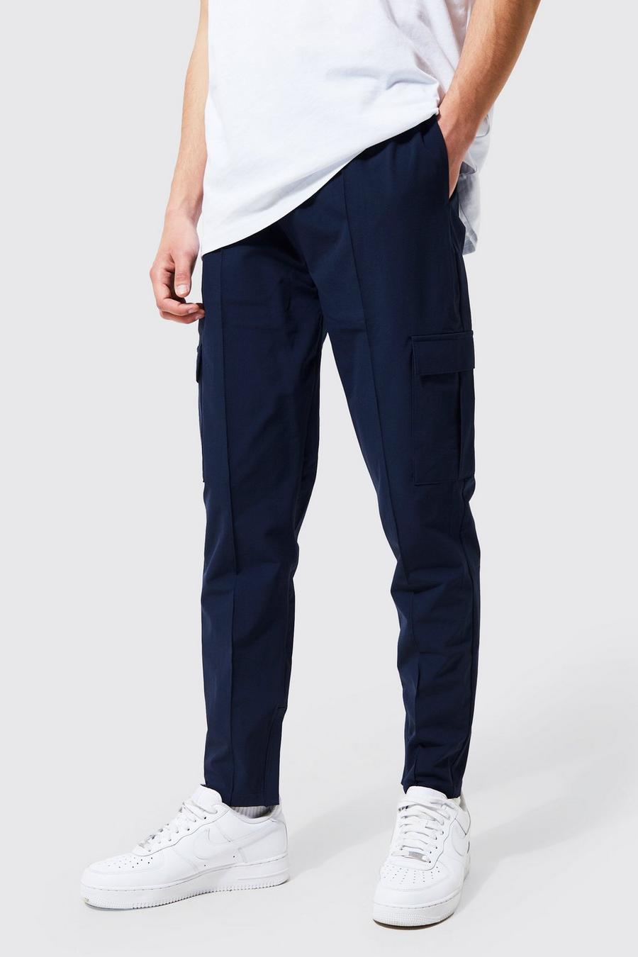 Navy Slim Fit Technical Stretch Cargo Trouser