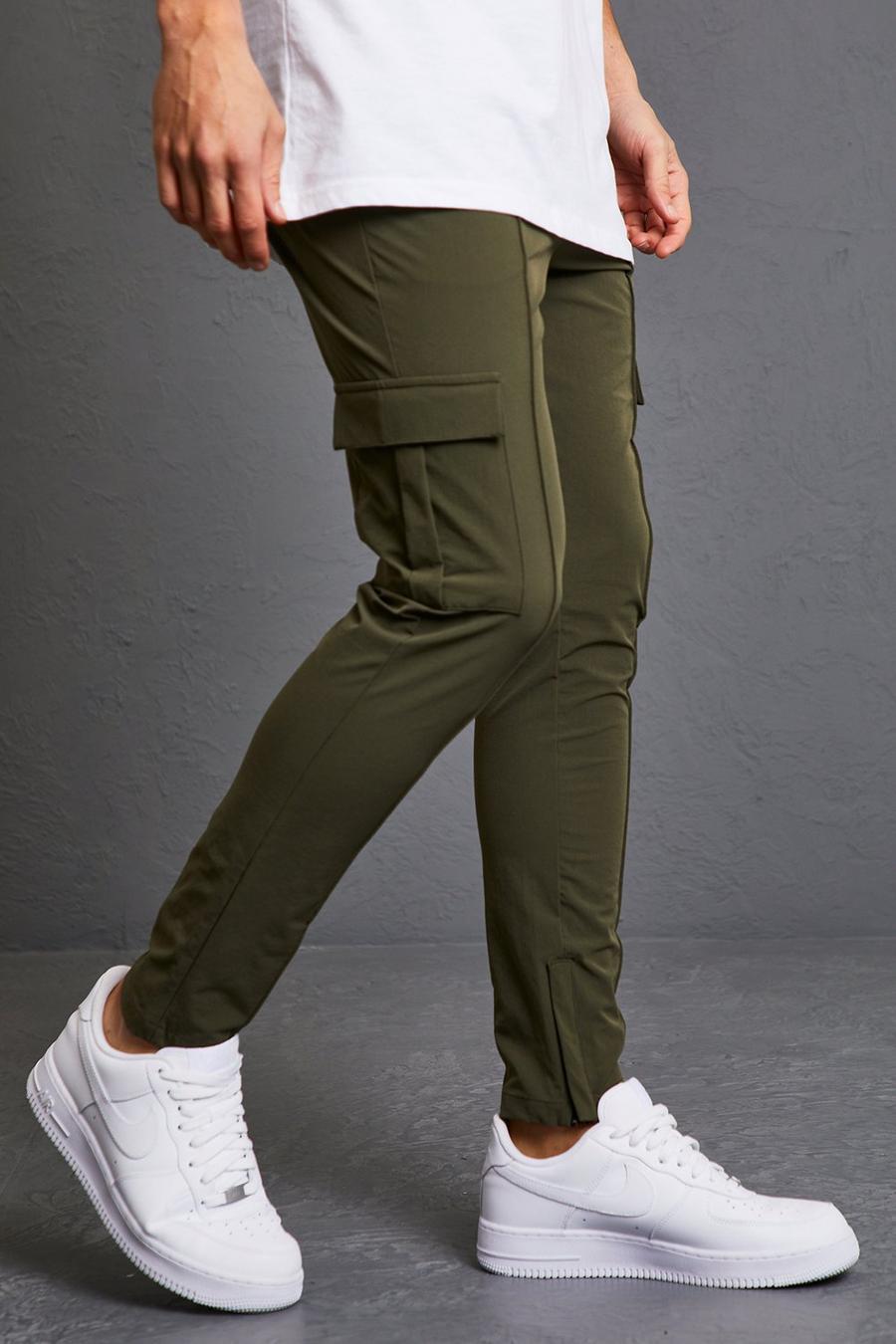 Olive Slim Fit Technical Stretch Cargo Trouser image number 1