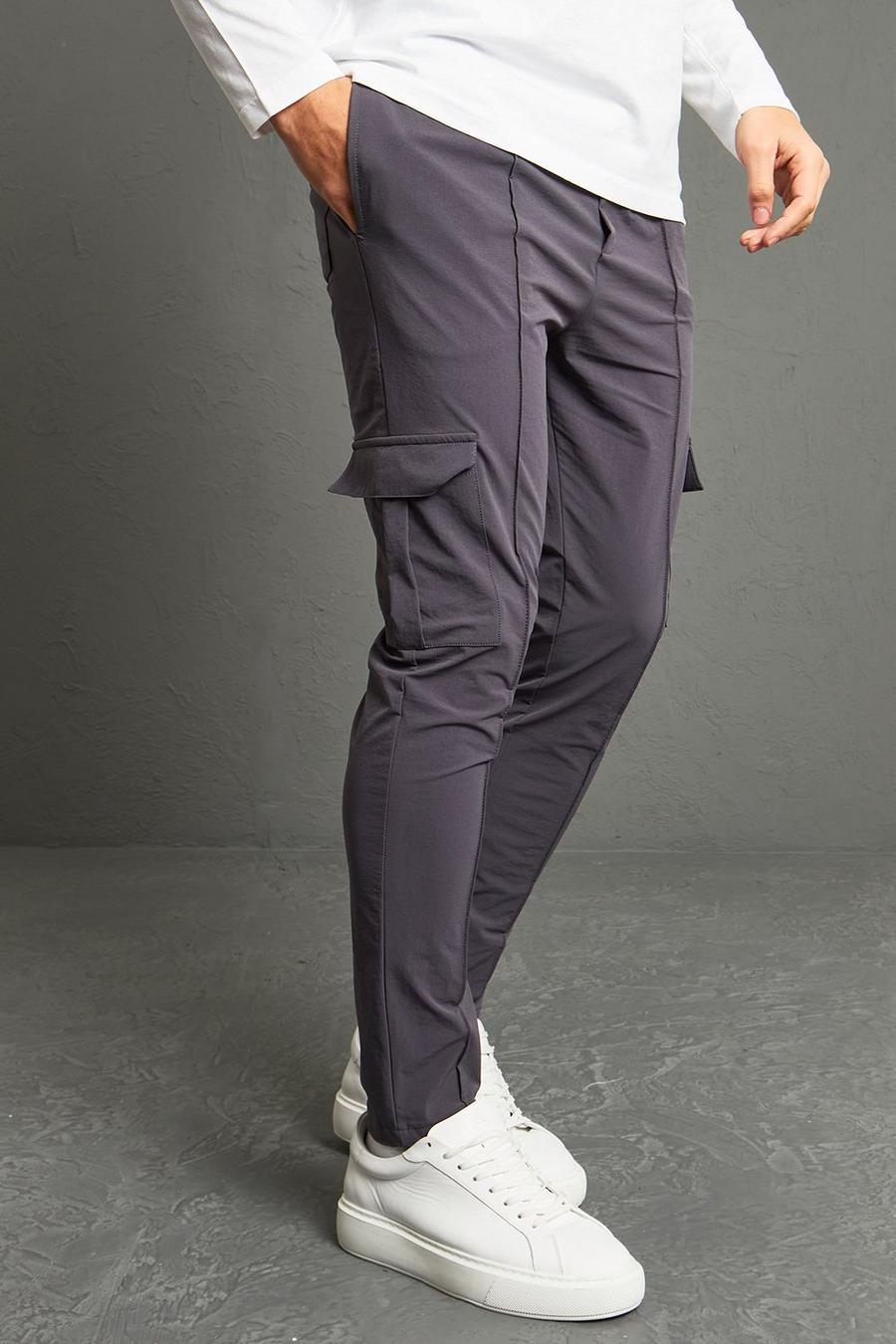 Dark grey Slim Fit Technical Stretch Cargo Trouser image number 1