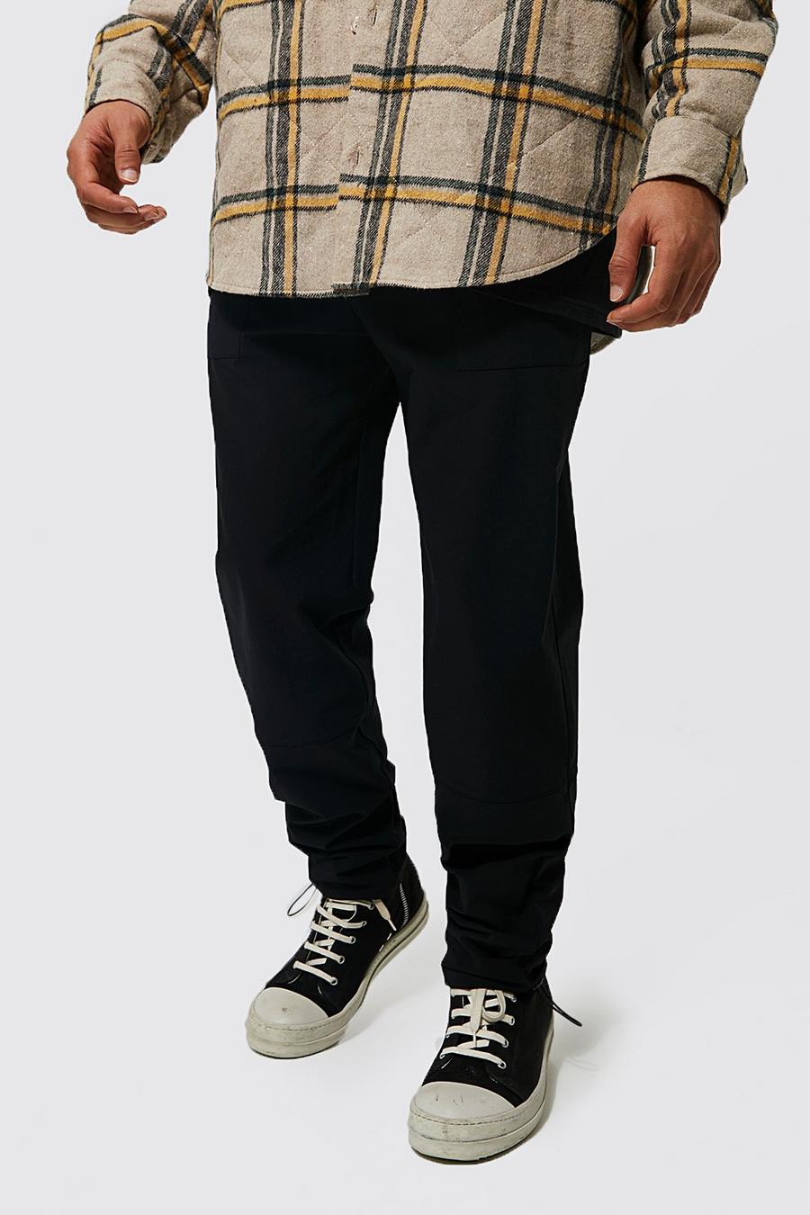 Pantalon technique slim à taille élastique, Black image number 1