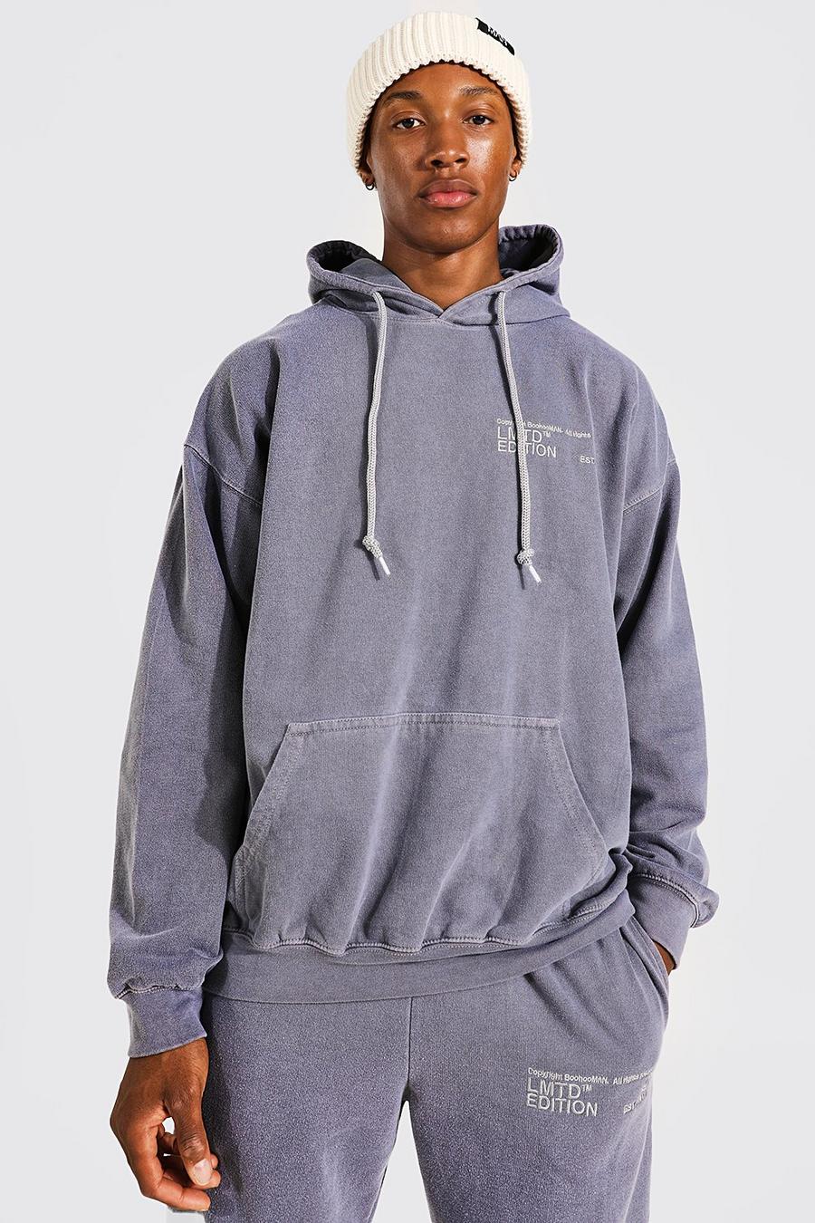 Charcoal Oversized Overdye Limited Edition Hoodie image number 1