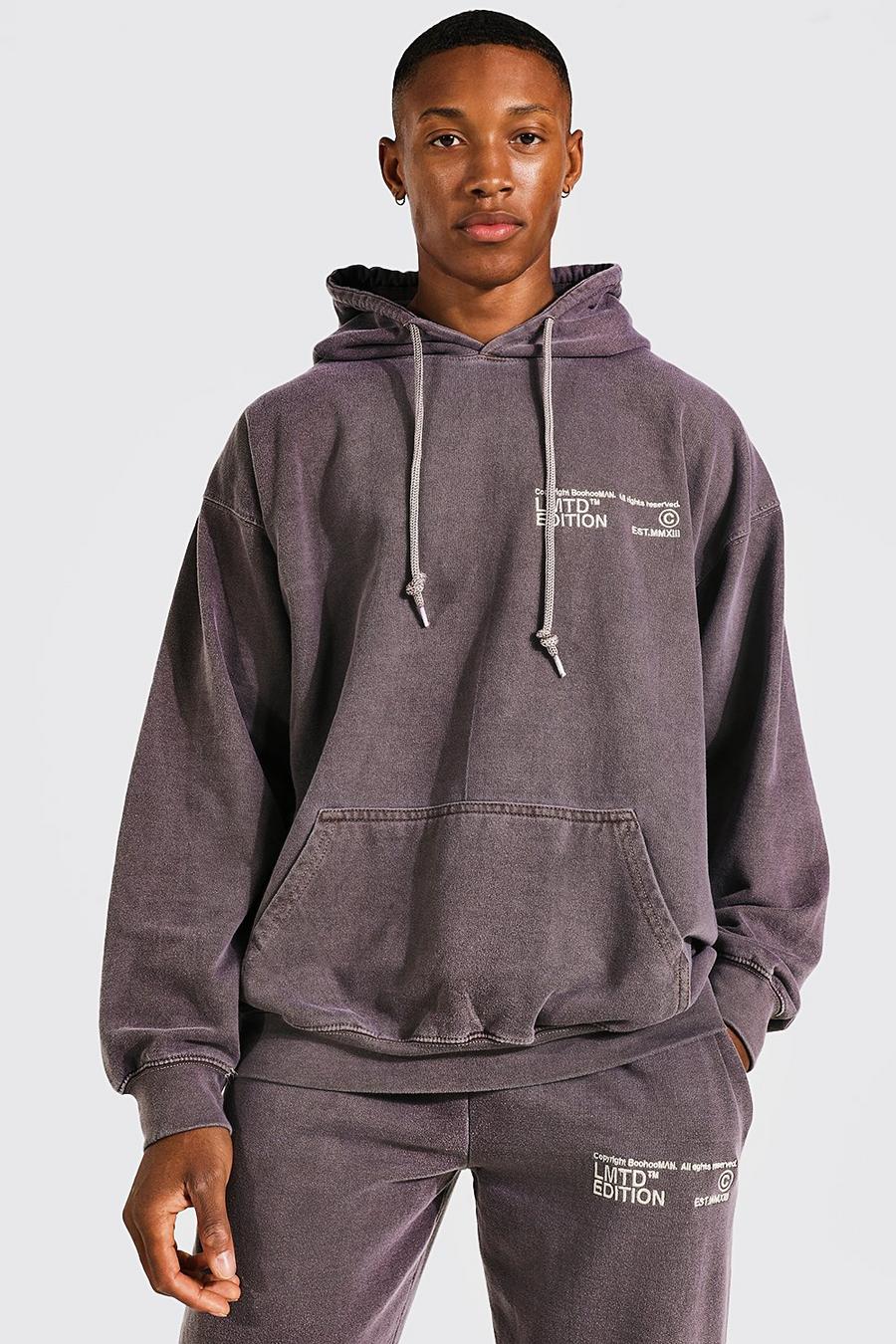 Brown Limited Edition Oversize överfärgad hoodie image number 1