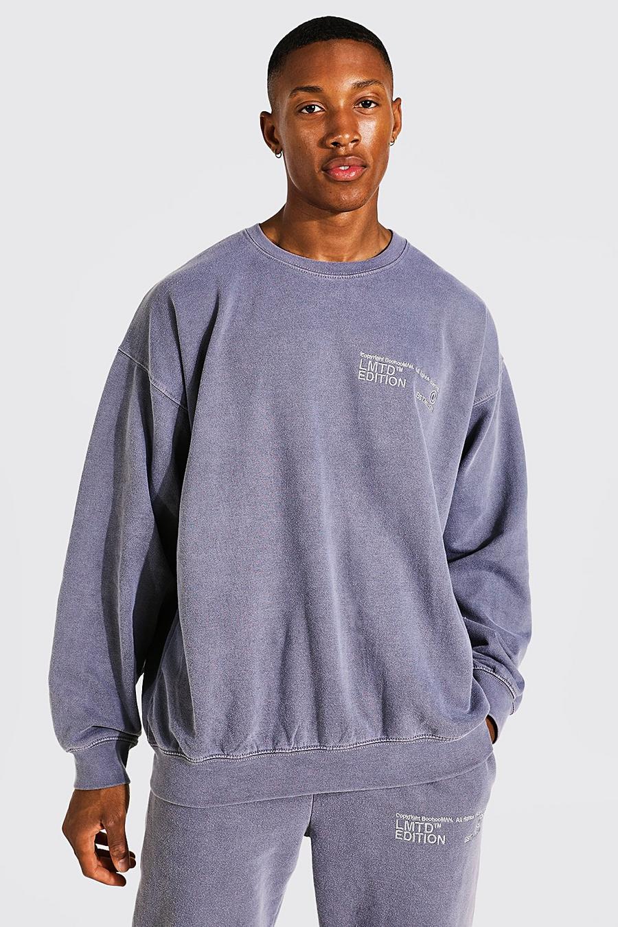 Charcoal Oversized Overdyed Limited Edition Sweatshirt image number 1