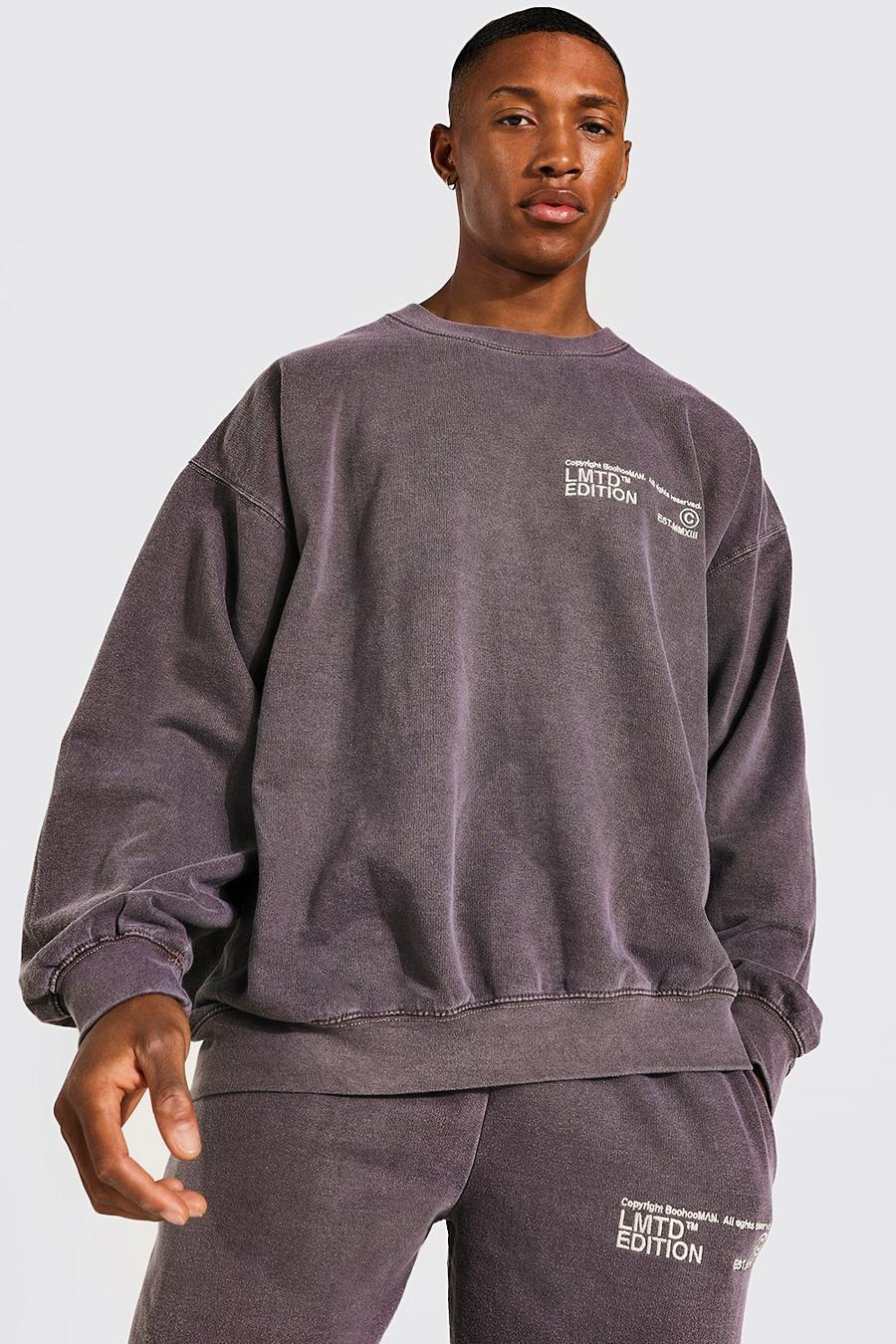 Brown Oversized Overdyed Limited Edition Sweatshirt image number 1