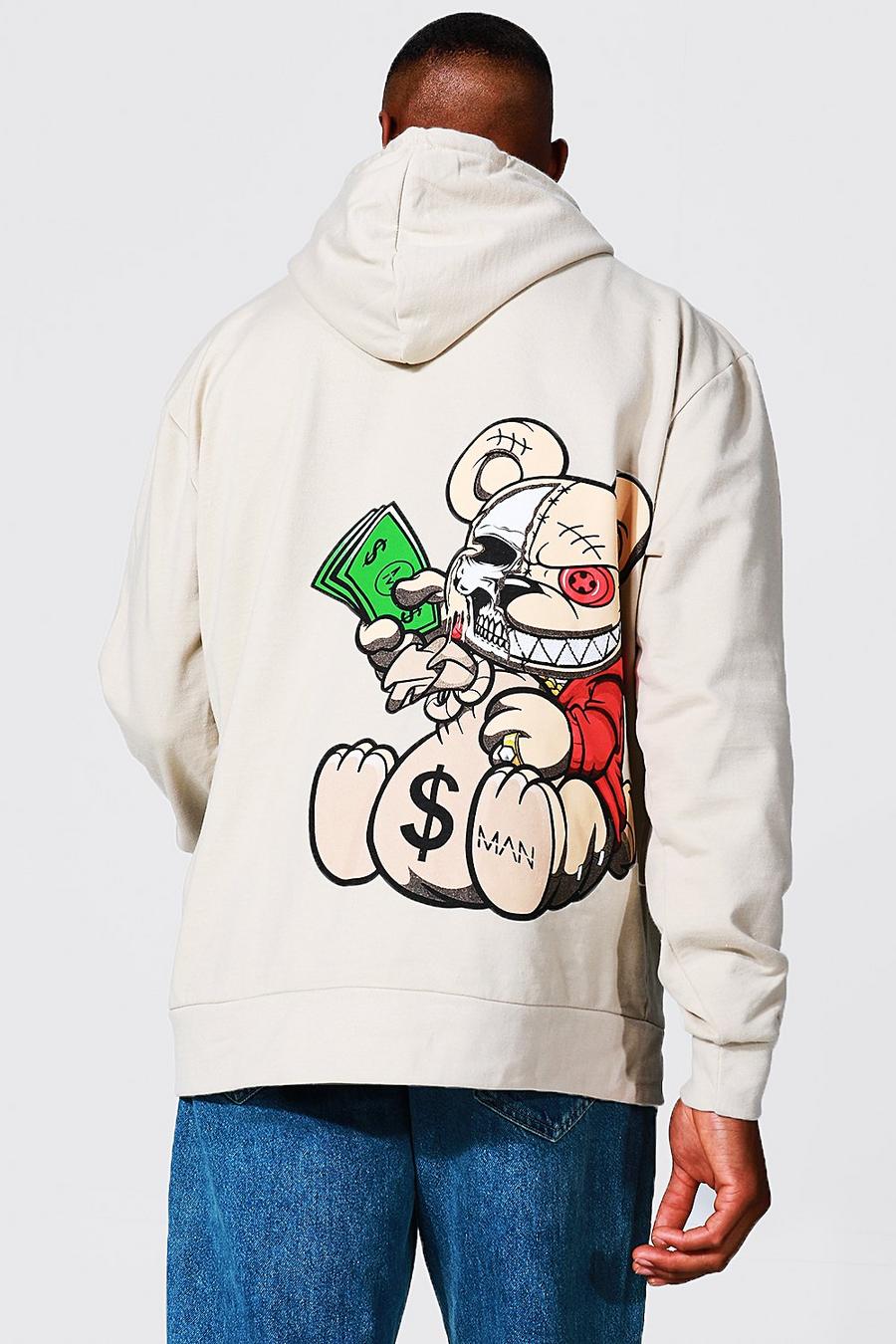 Sand Oversized Ofcl Man Evil Teddy Hoodie image number 1
