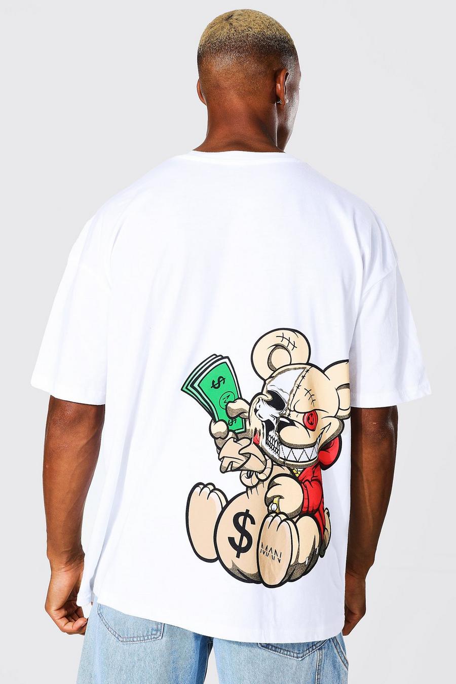 Camiseta oversize MAN Ofcl con osito malvado, White image number 1