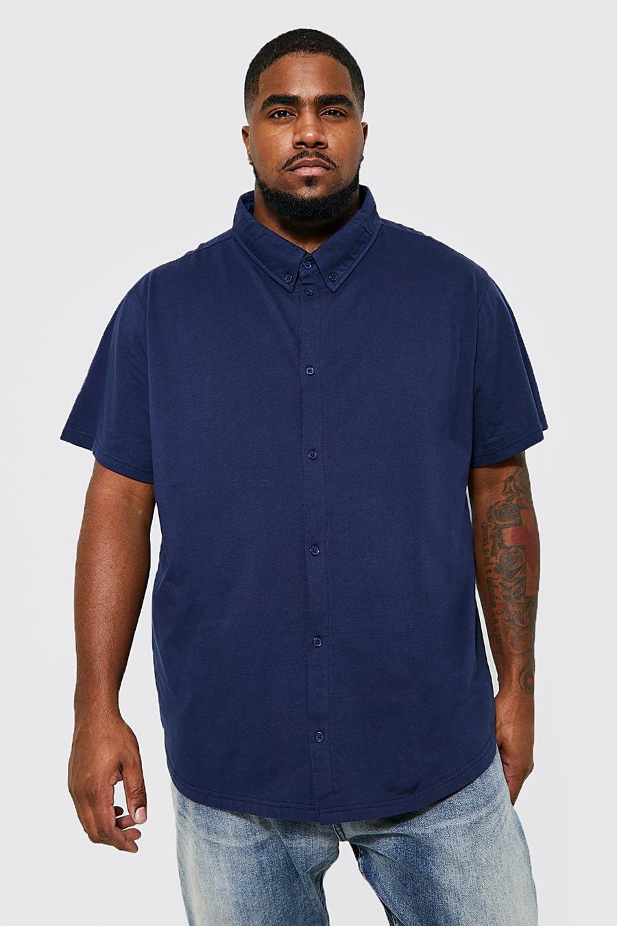 Tall kurzärmliges Jersey-Hemd, Dark navy image number 1