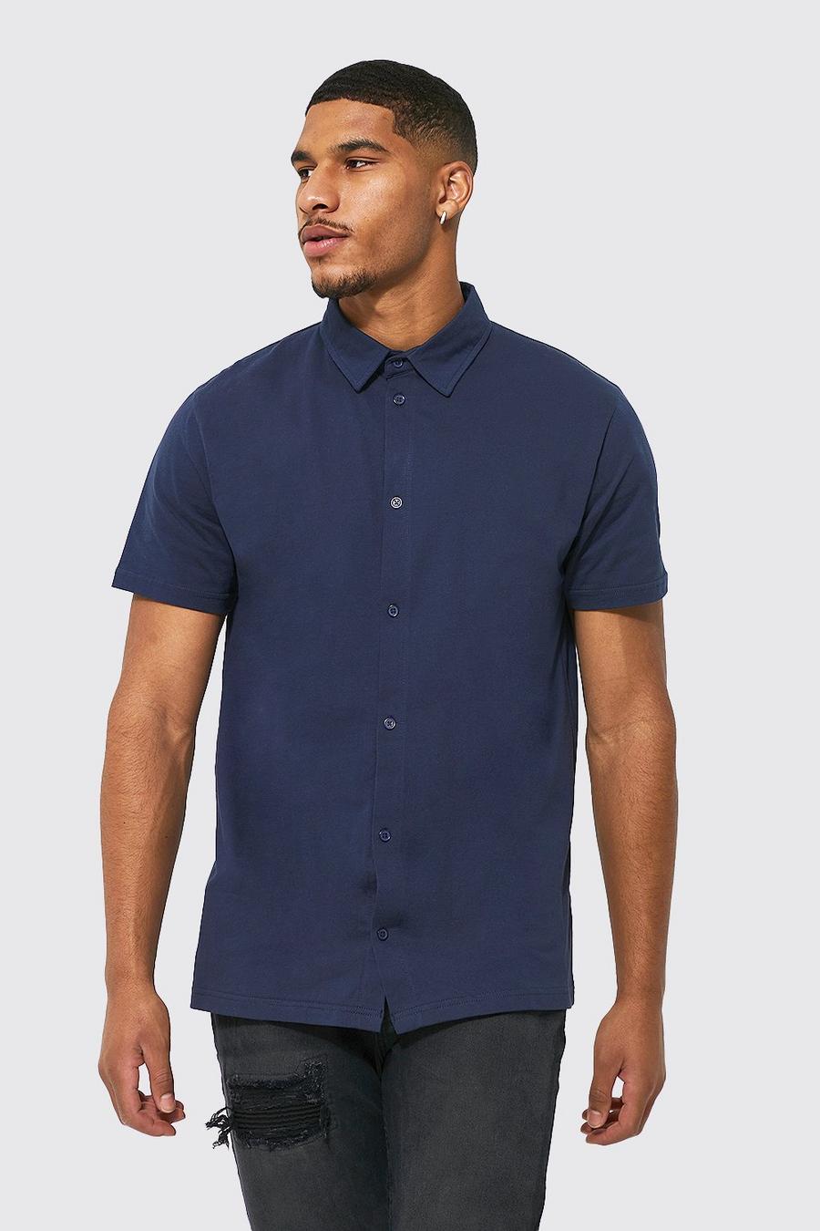 Dark navy blå Tall Short Sleeve Jersey Shirt image number 1