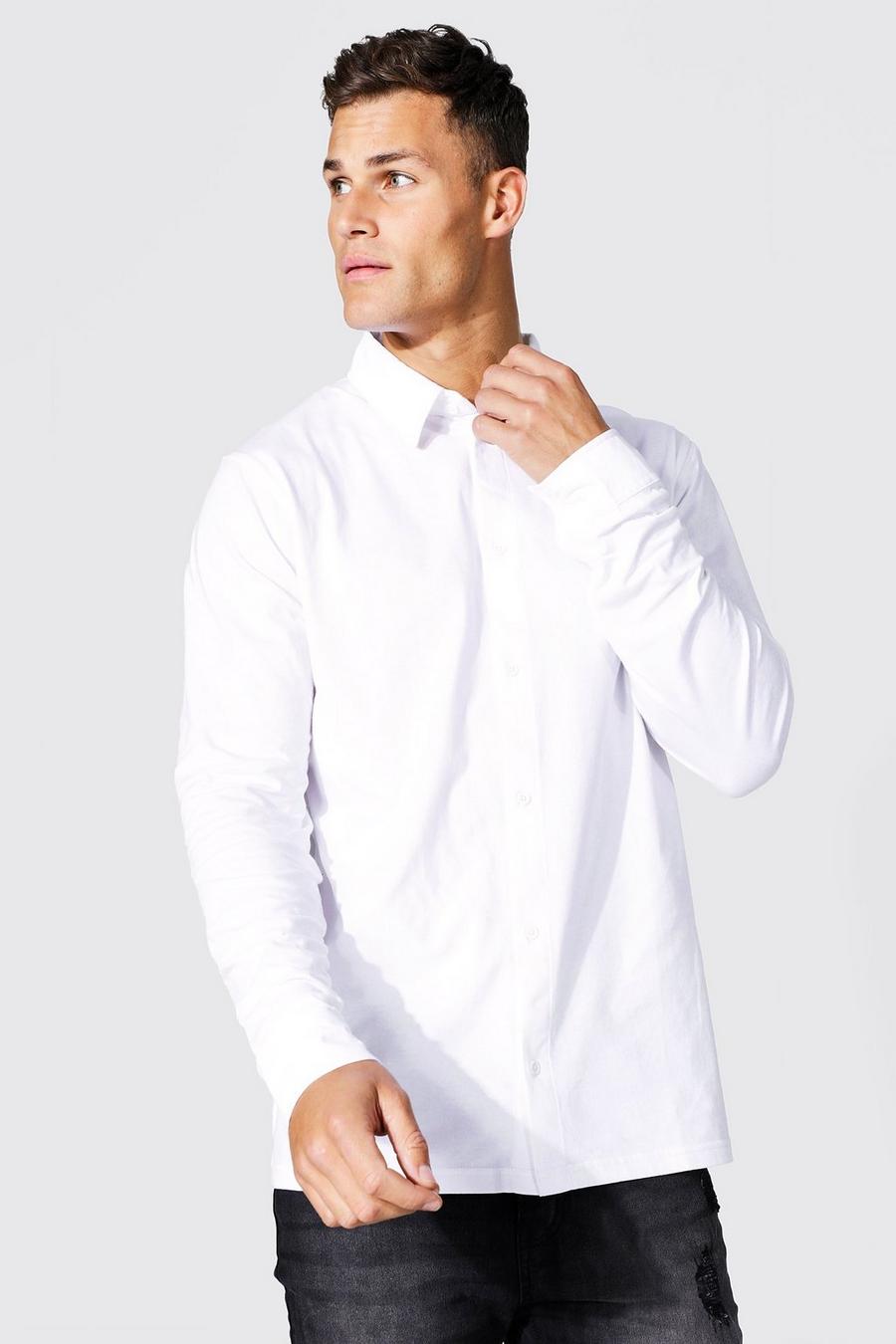 White Tall Long Sleeve Jersey Shirt image number 1