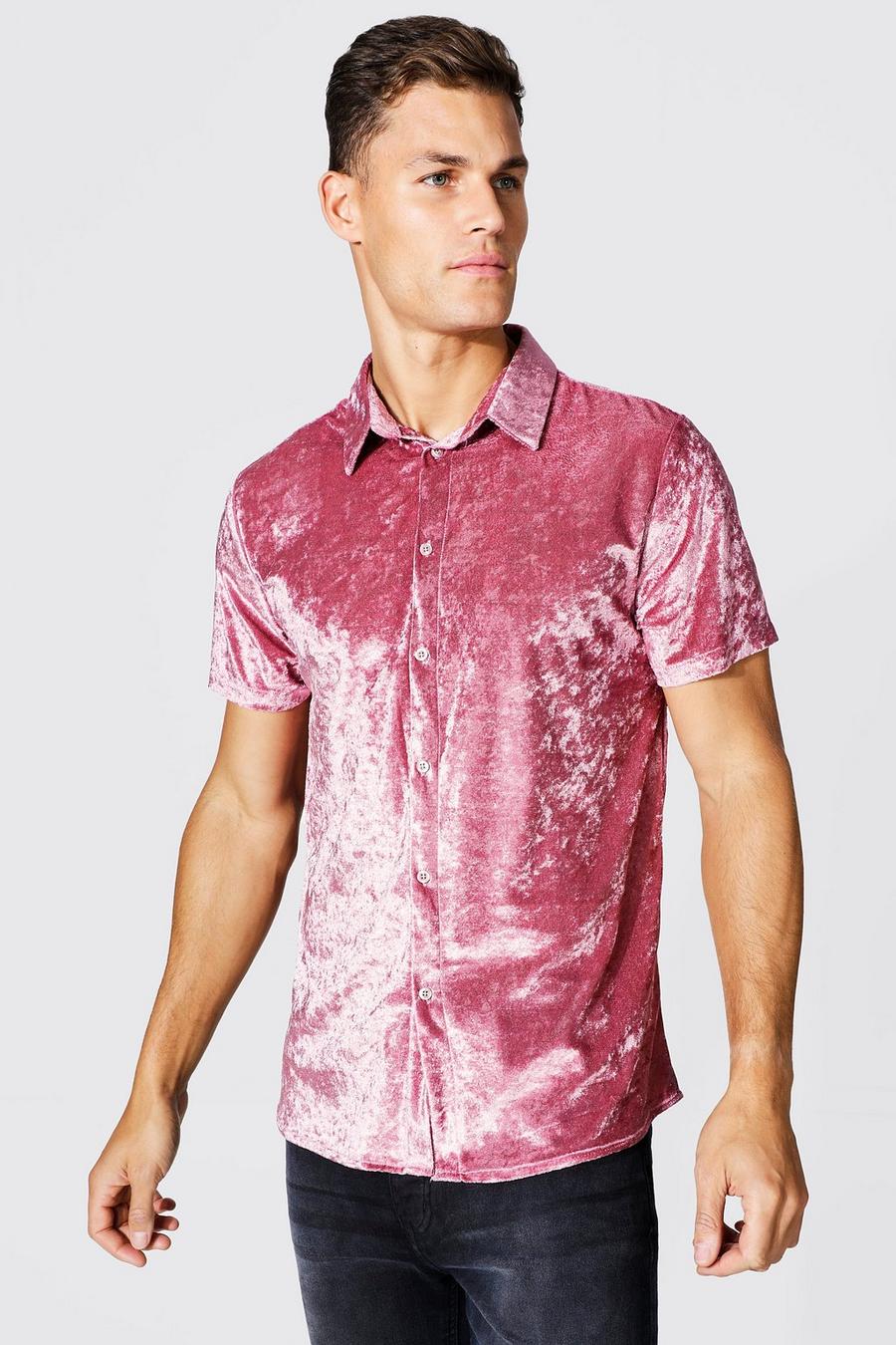 Dusky pink Tall - Kortärmad skjorta i sammet image number 1