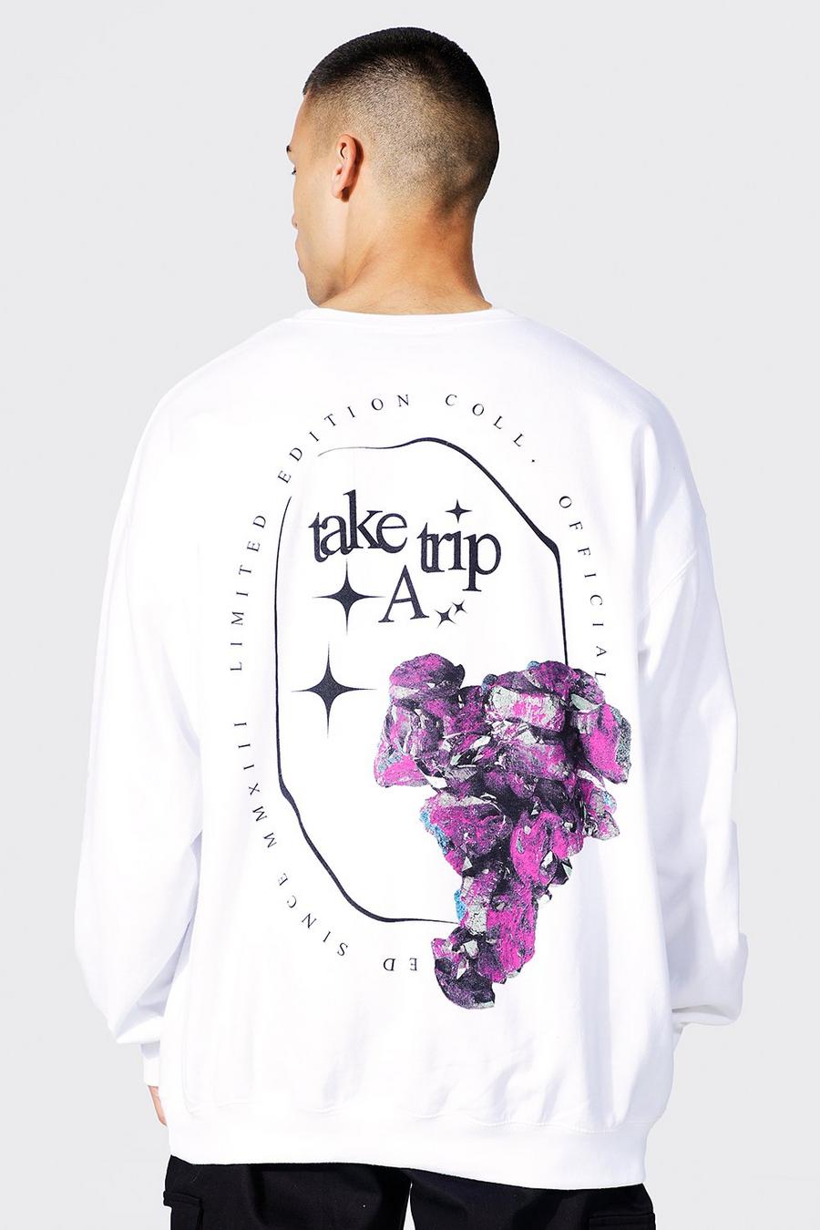 White Take A Trip Oversize sweatshirt med tryck image number 1