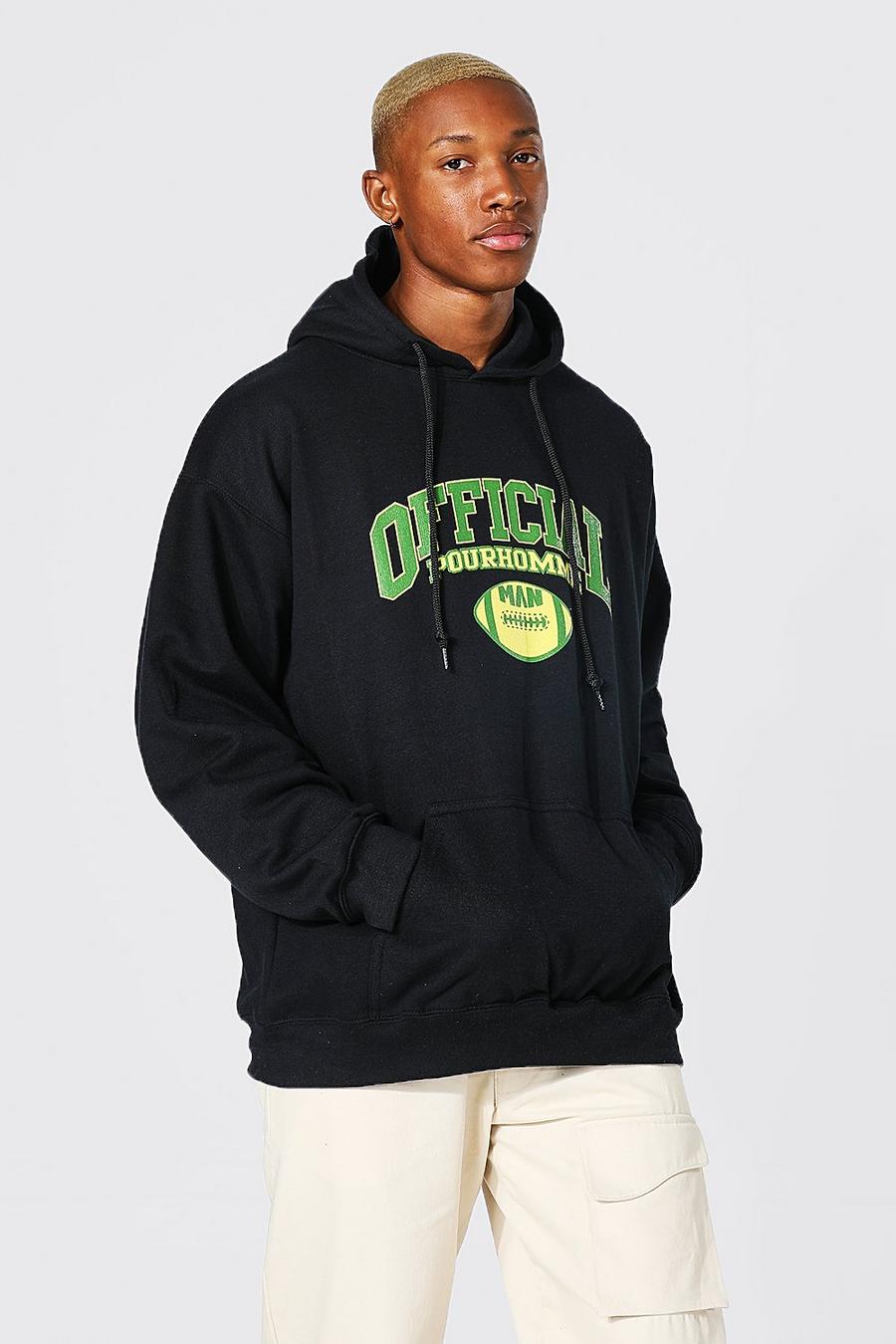Black Official Oversize hoodie med varsitytryck image number 1