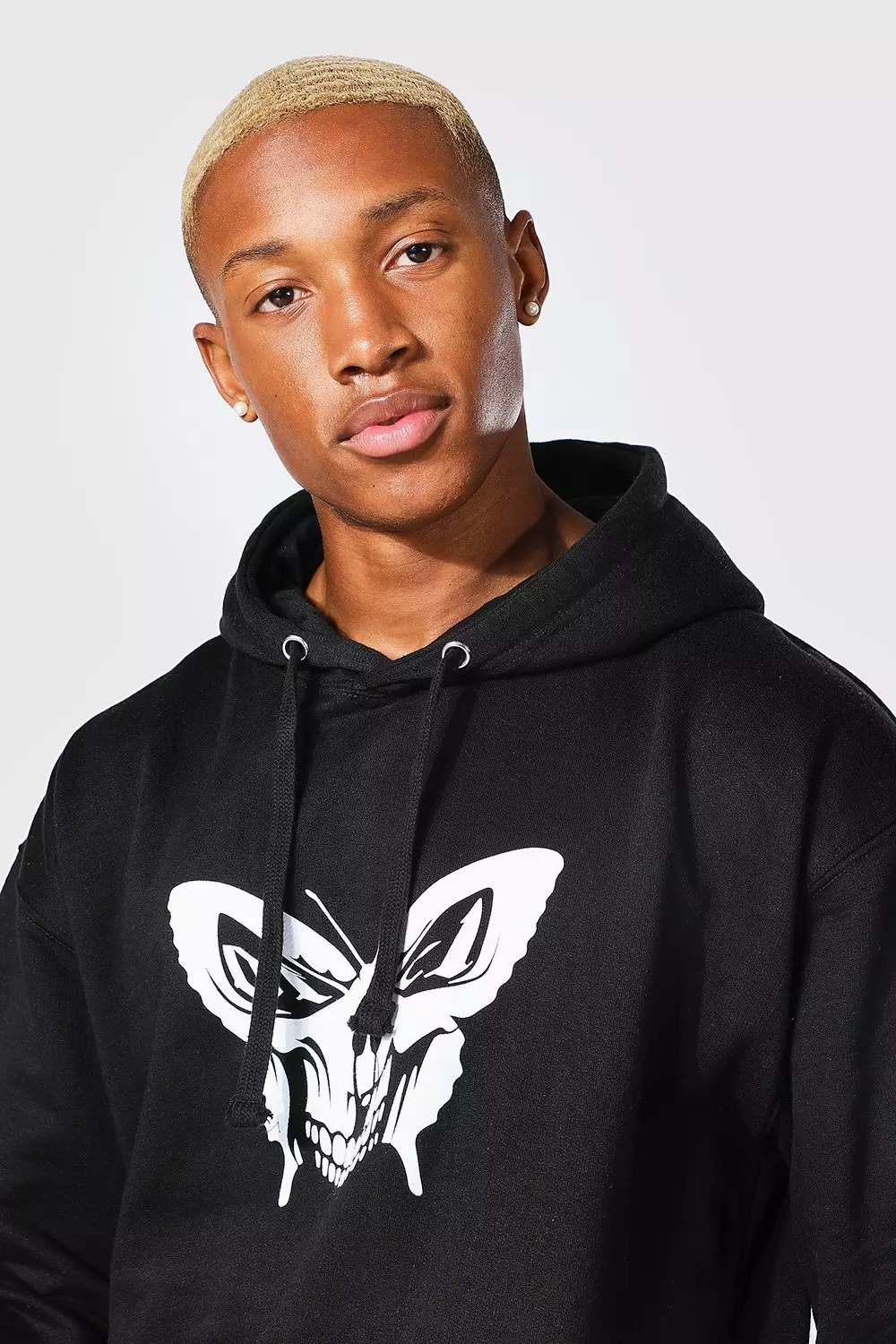 Oversized Butterfly Skull Graphic Hoodie