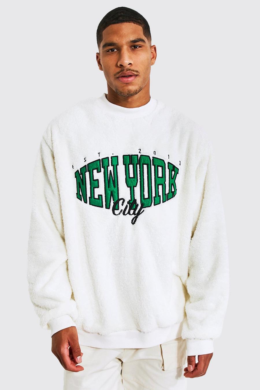 Ecru vit Tall - New York Sweatshirt med hög halsmudd image number 1