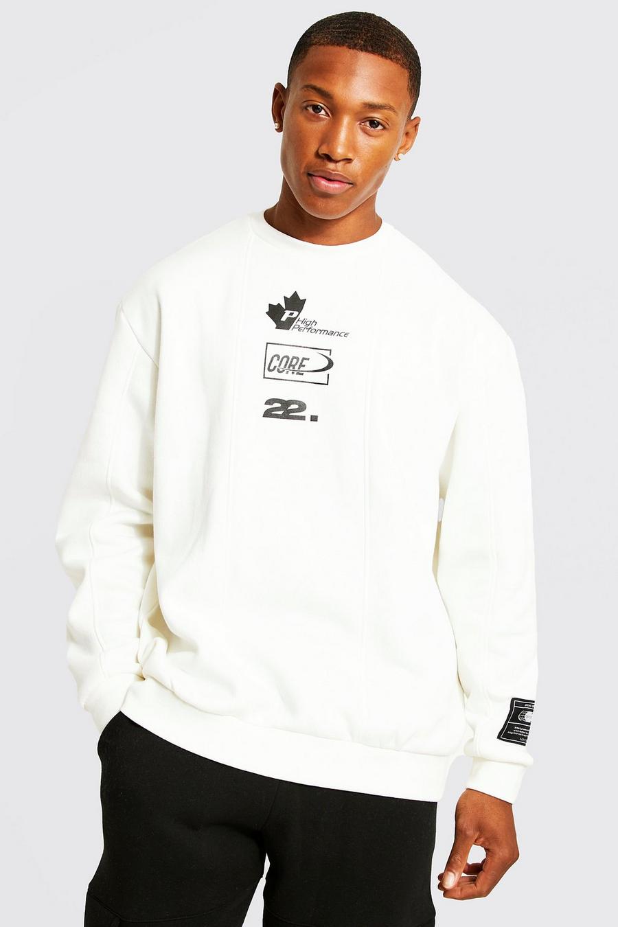 Ecru Printed Panelled Sweatshirt image number 1