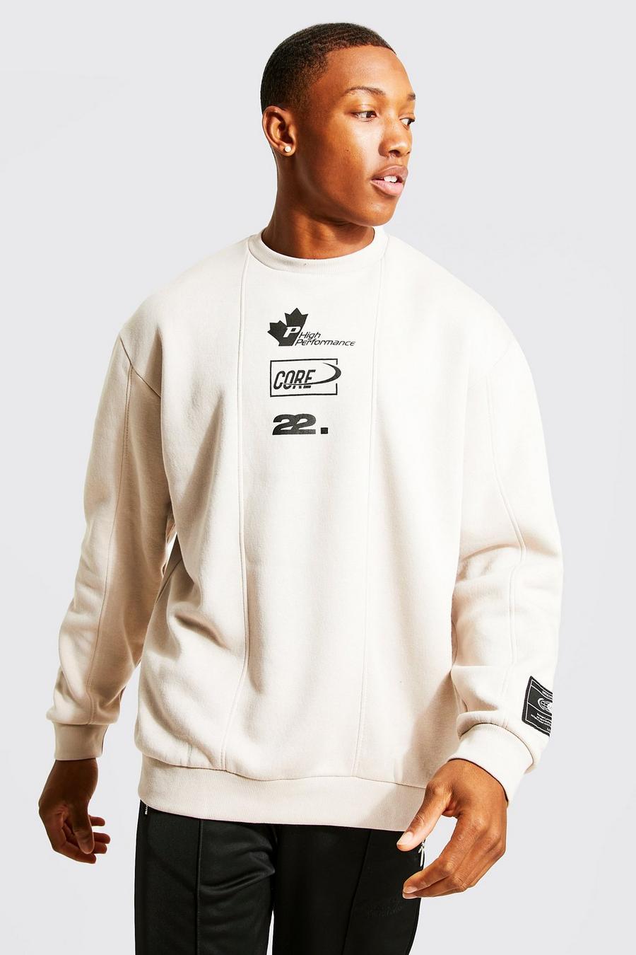 Taupe Printed Panelled Sweatshirt image number 1