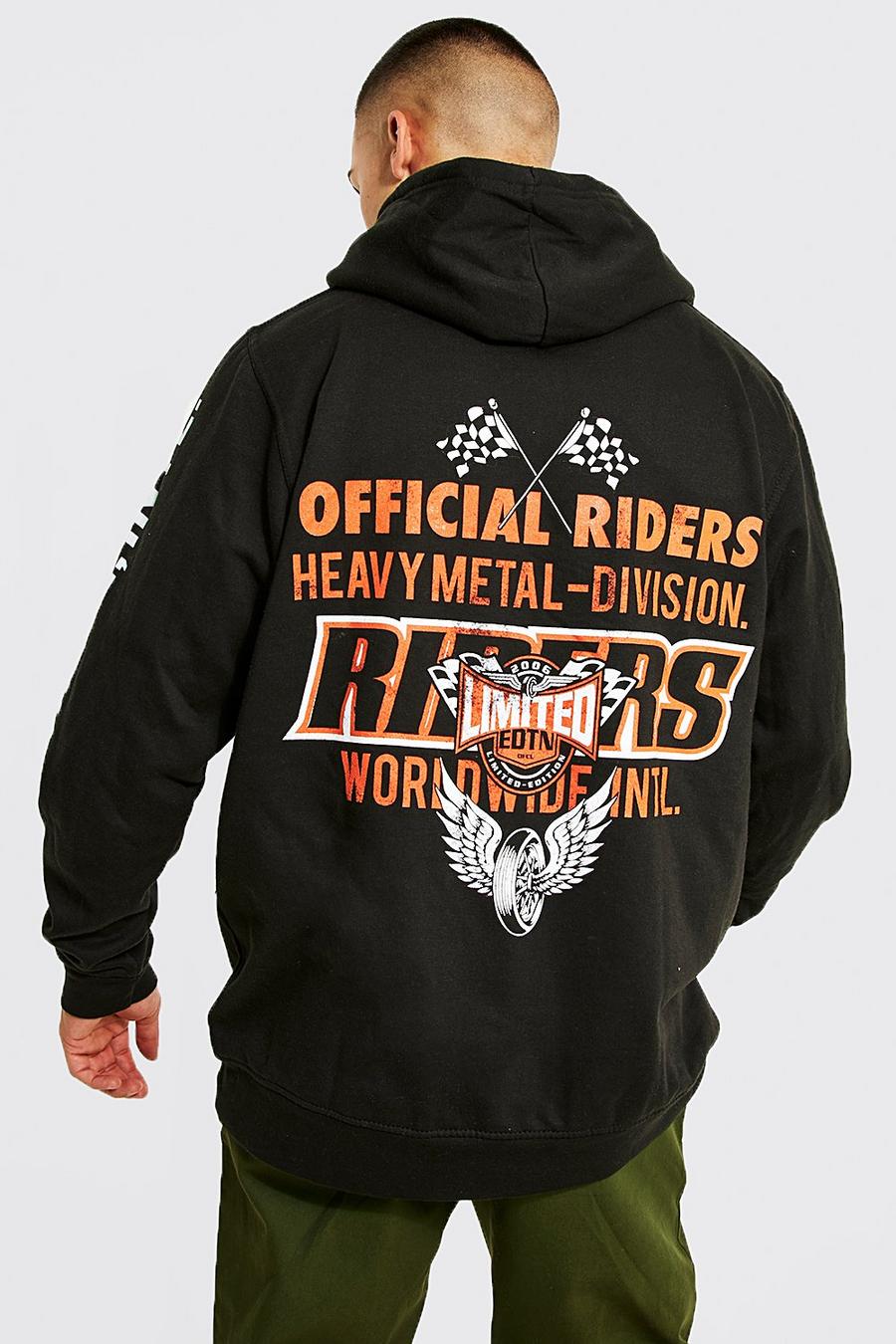 Black Oversized Official Riders Hoodie image number 1