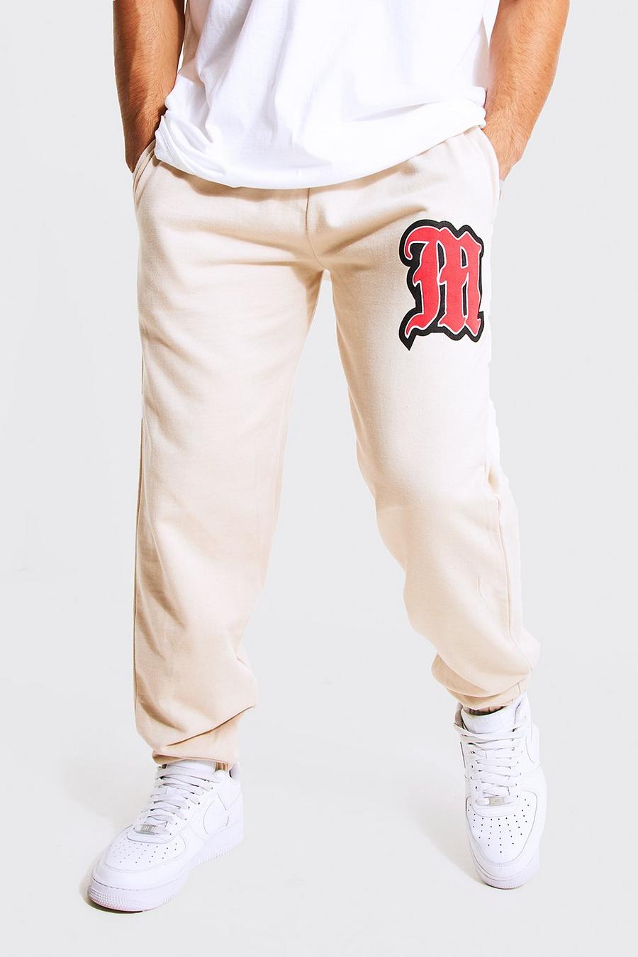 Pantalón deportivo universitario con estampado M, Stone image number 1