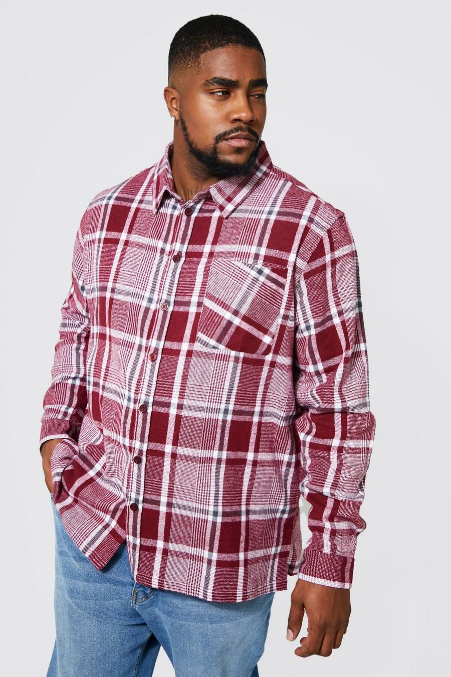 Camicia Plus Size Regular Fit a quadri rossi con spacco, Red image number 1