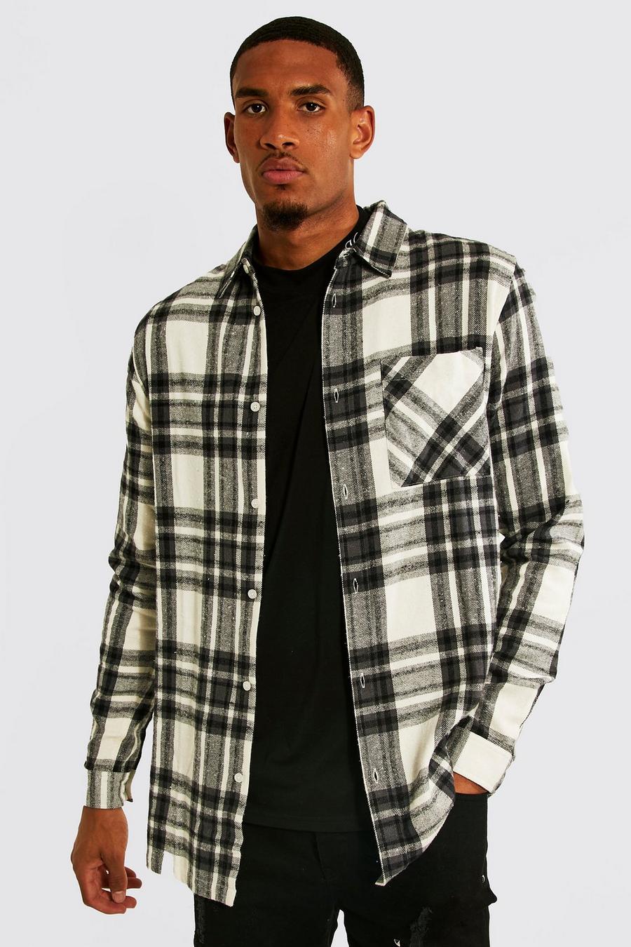 Tall Regular Fit Longline Navy Check Shirt image number 1