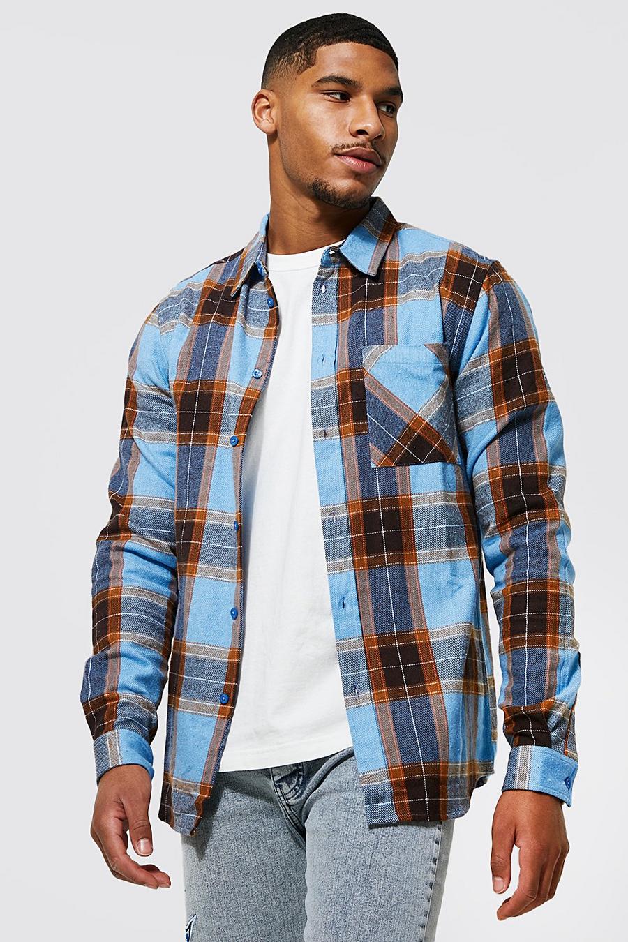 Tall Regular Fit Blue Check Shirt image number 1
