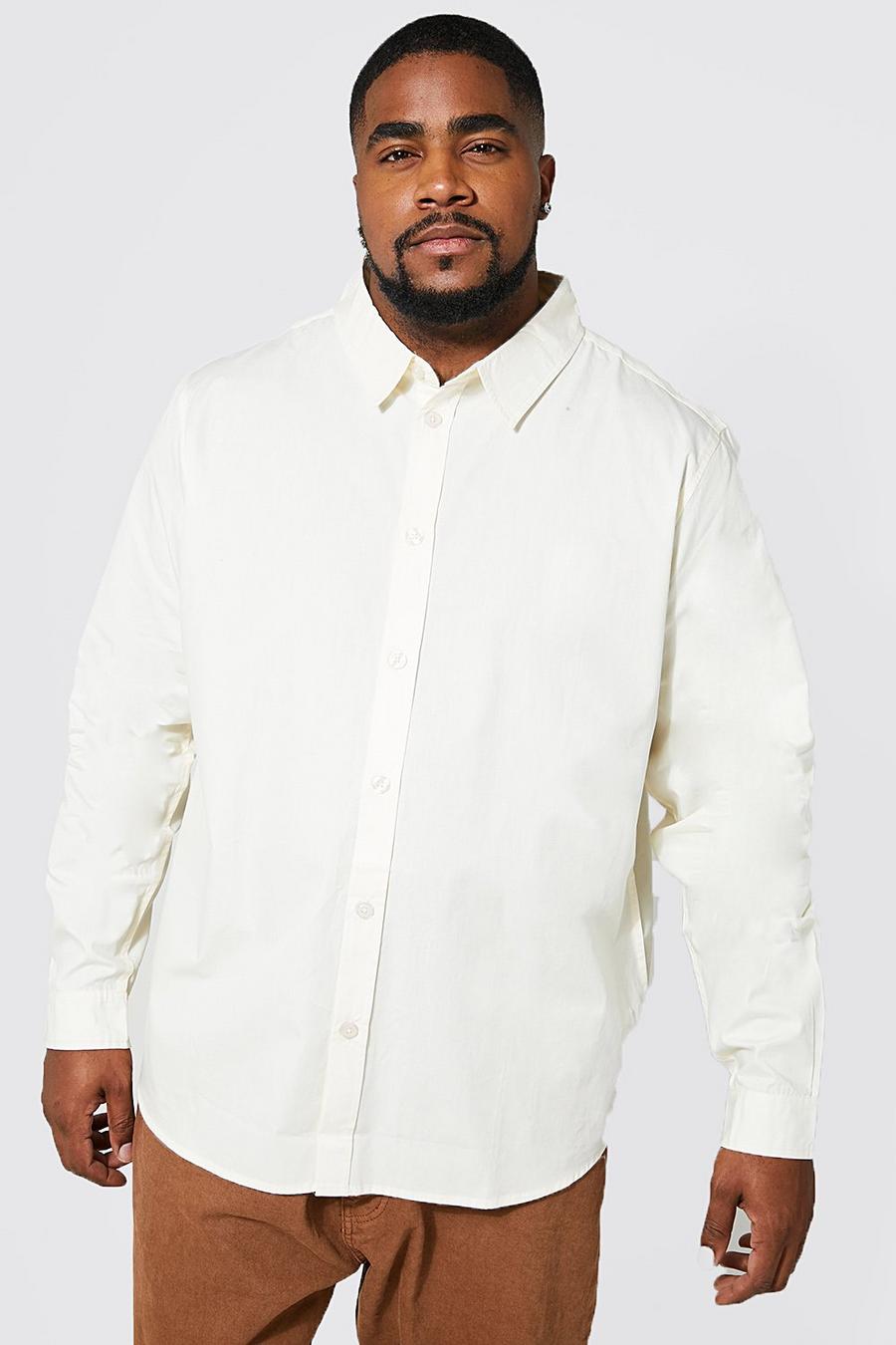 Ecru Plus Long Sleeve Cotton Poplin Shirt image number 1
