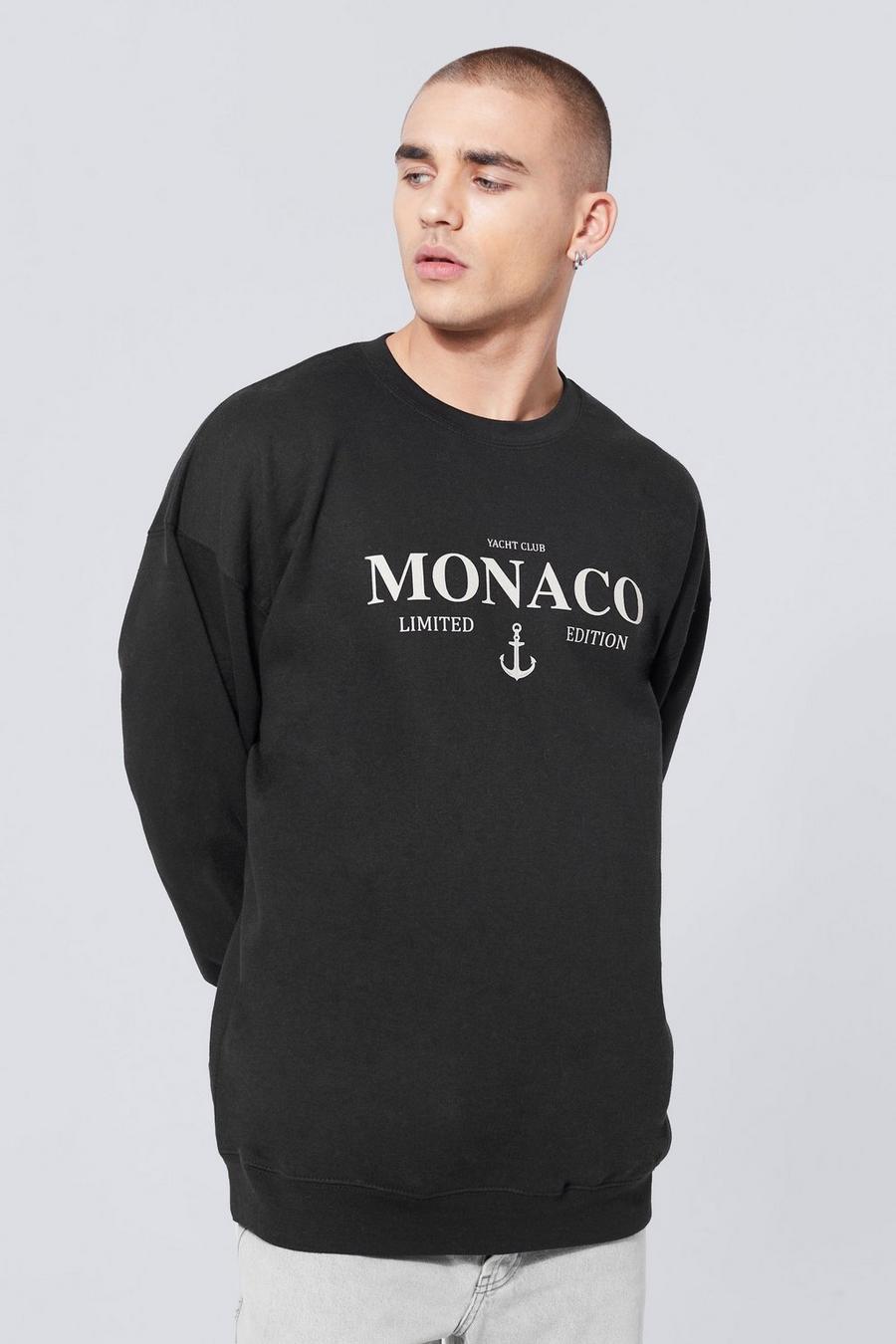 Black Oversized Monaco Printed Sweatshirt
