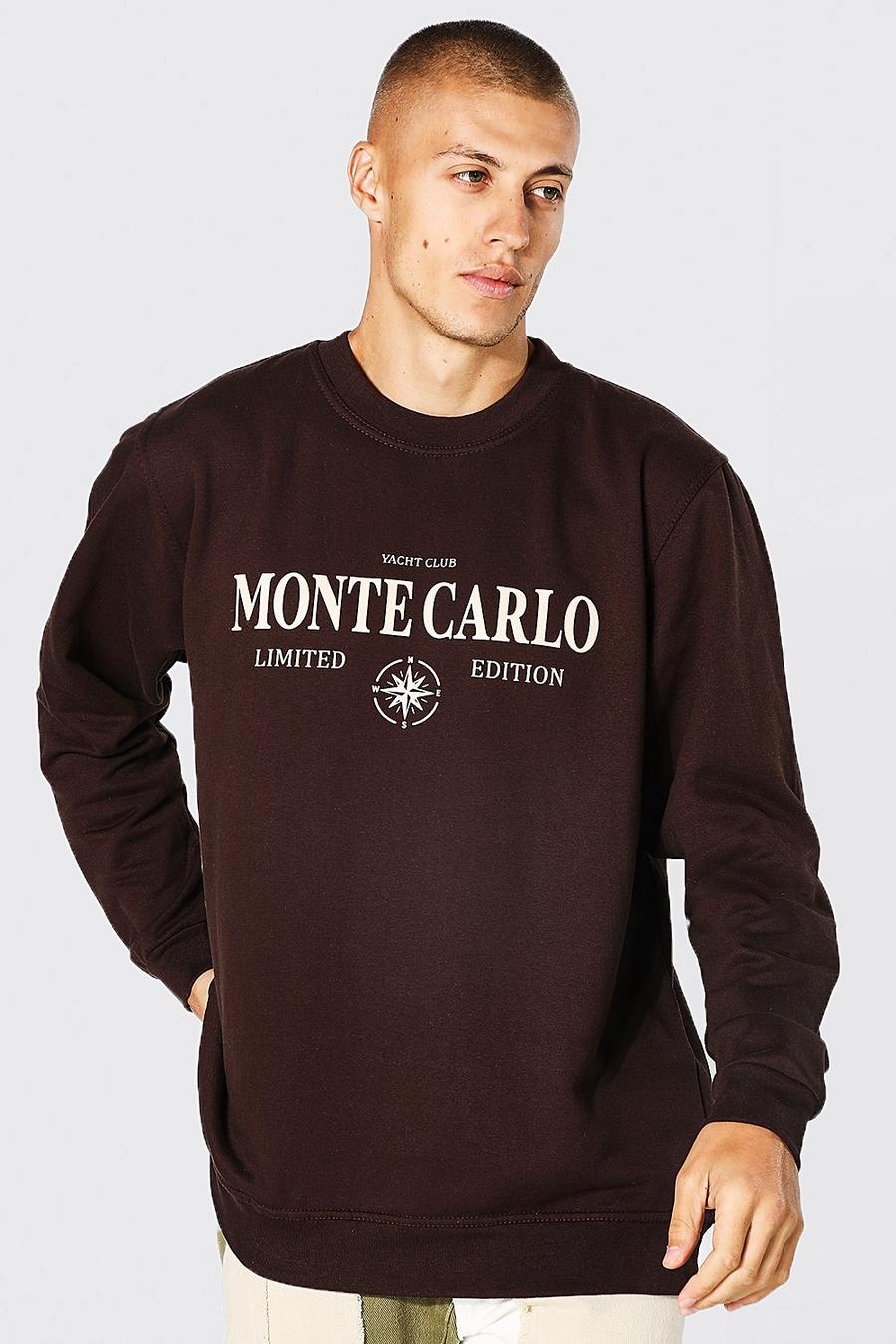 Chocolate Oversized Monte Carlo Printed Sweatshirt image number 1