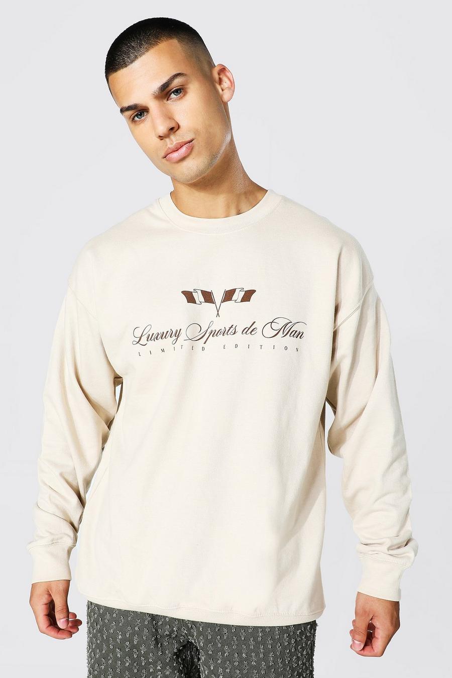 Oversize Luxury Sport De Man Sweatshirt, Sand image number 1