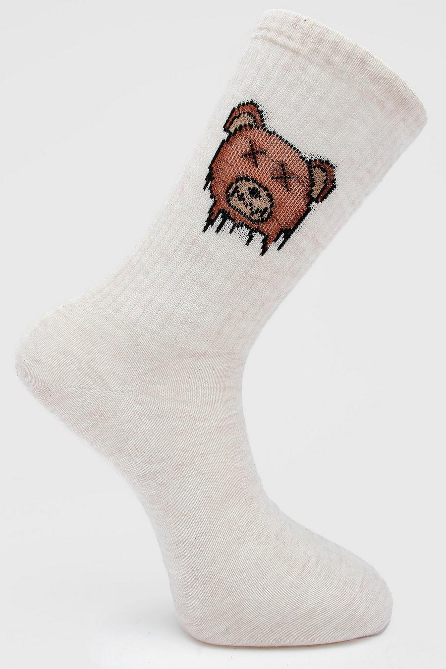 Taupe 1 Pack Drip Teddy Sock image number 1