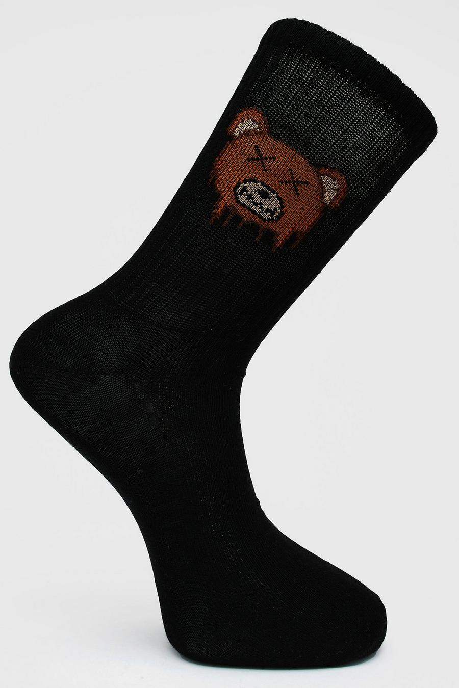 Black 1 Pack Drip Teddy Sock image number 1