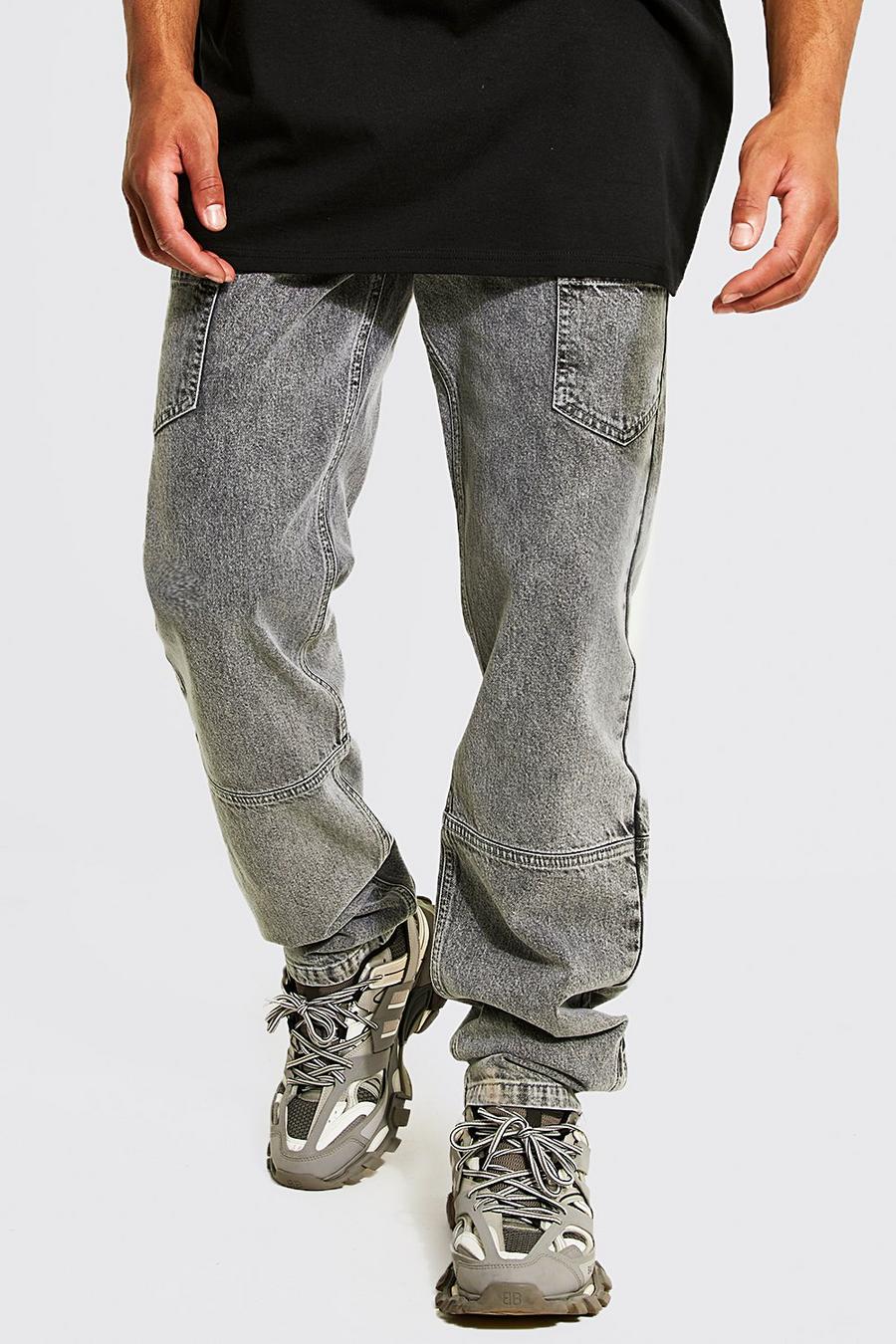 Jeans Tall rilassati con zip sul fondo, Charcoal grey