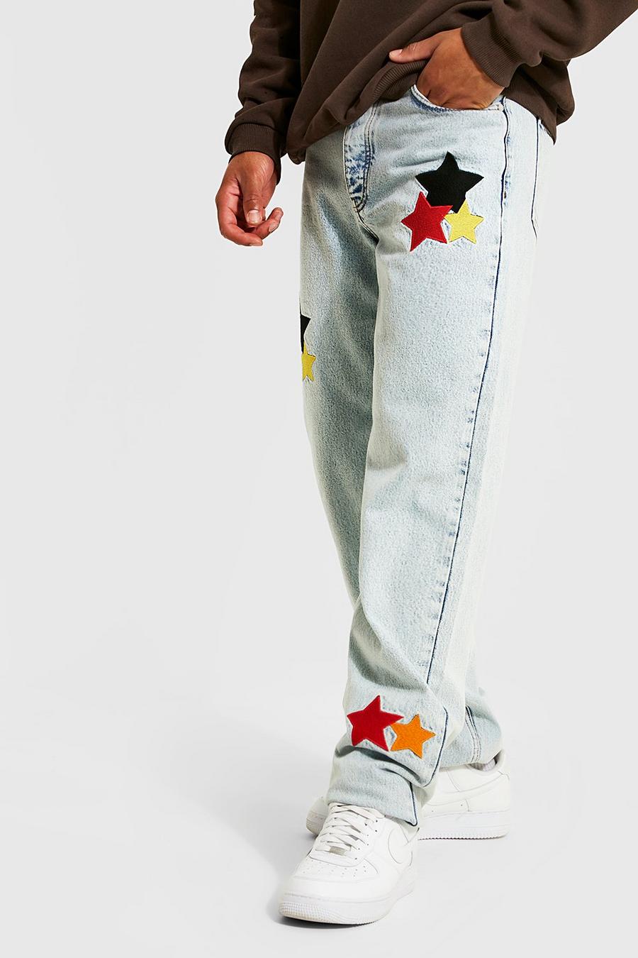 Vintage wash Tall - Jeans med ledig passform och stjärnor image number 1