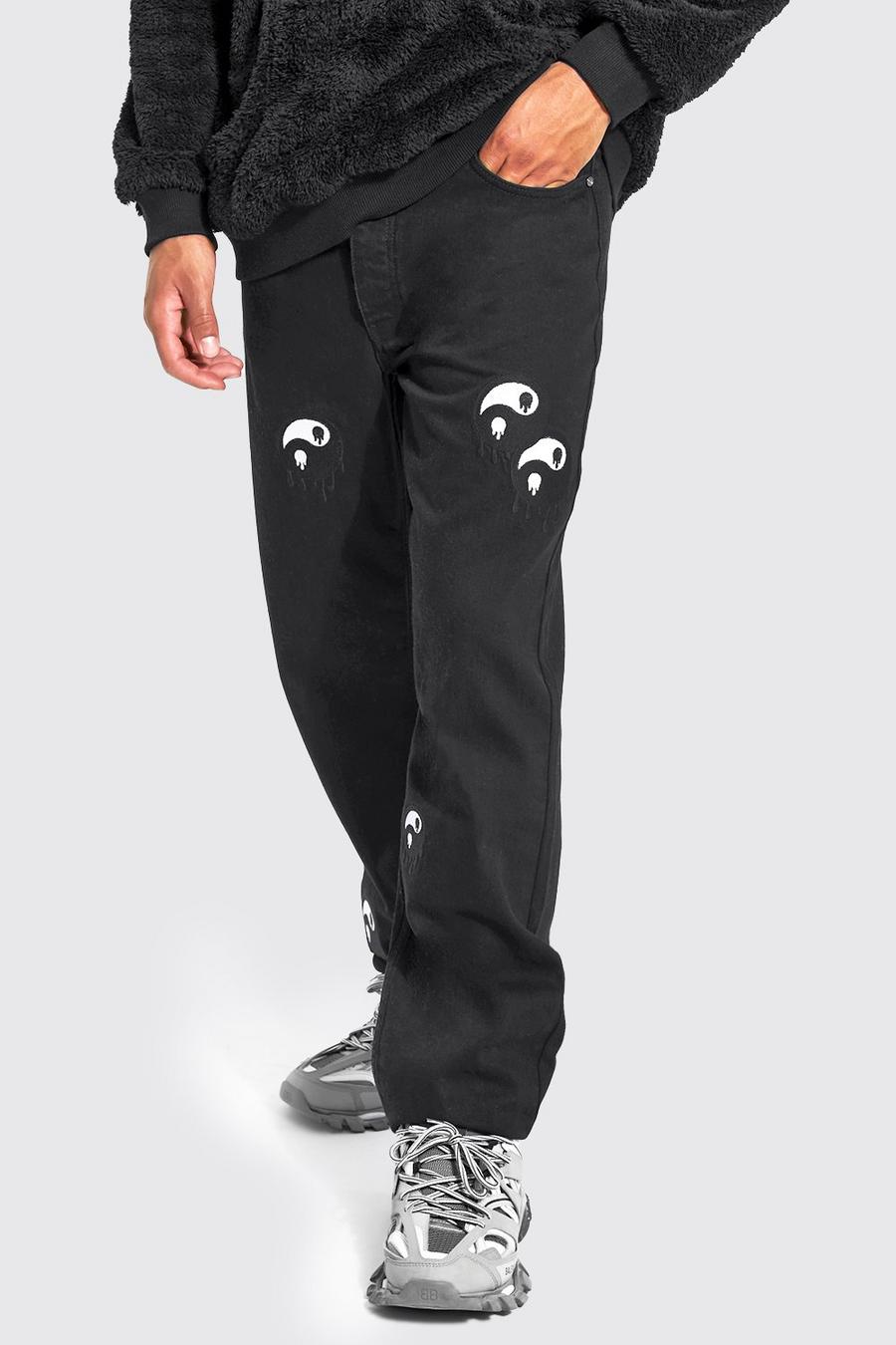 Black Tall Yin And Yang Relaxed Jean
