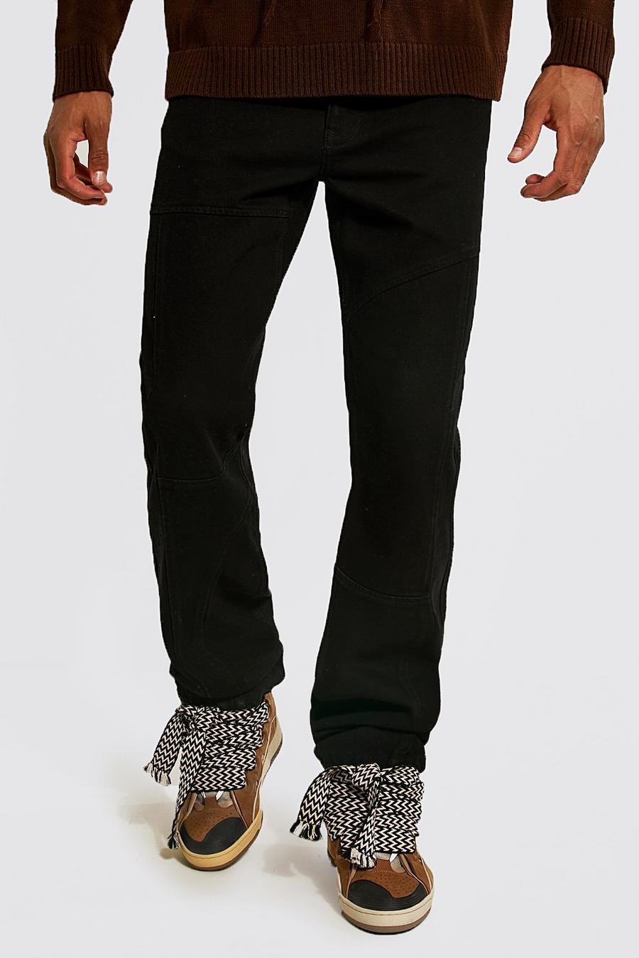Tall lockere Jeans mit Naht-Detail, Black noir