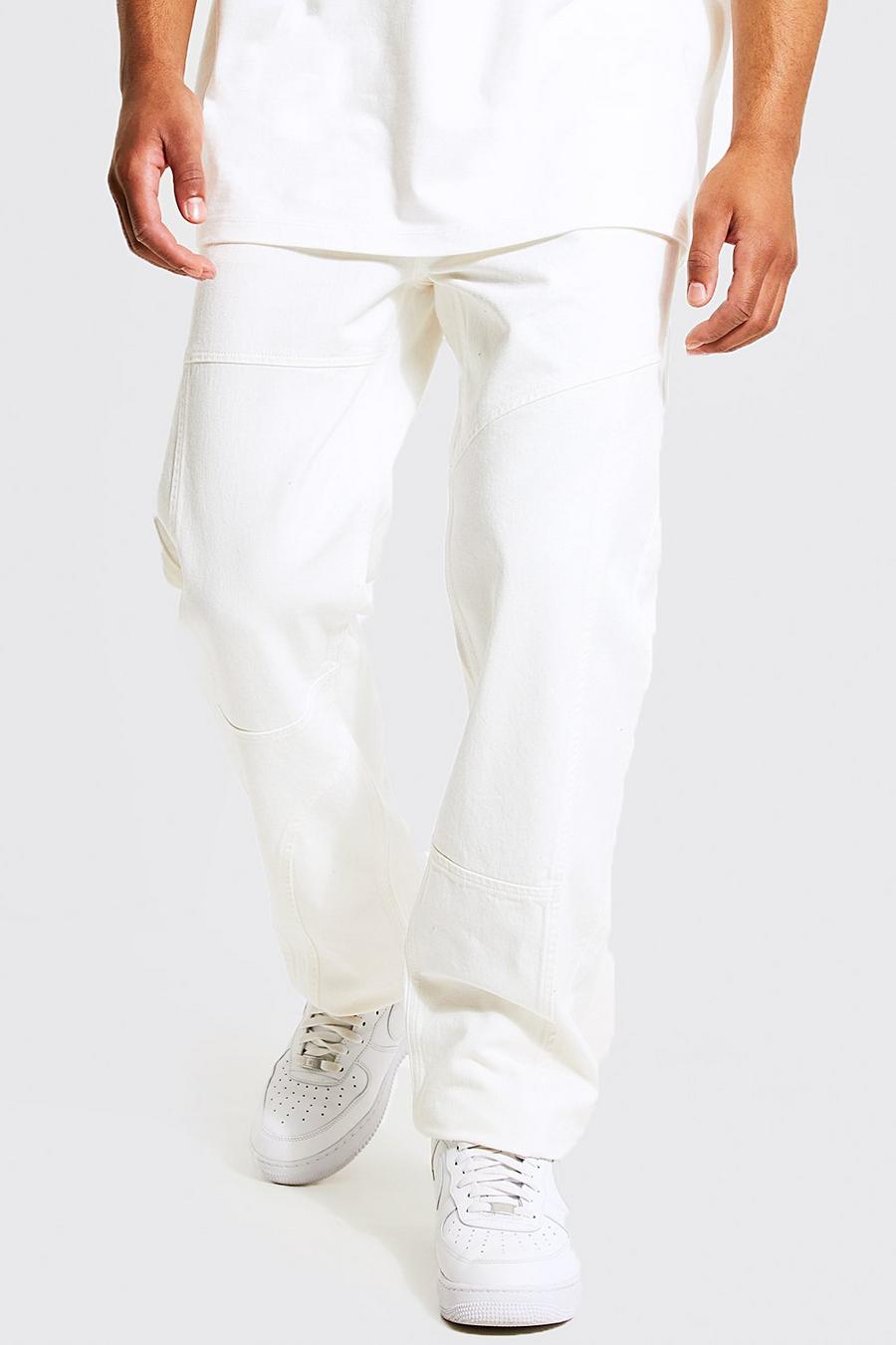 Ecru Tall - Jeans med dekorativa sömmar och ledig passform image number 1