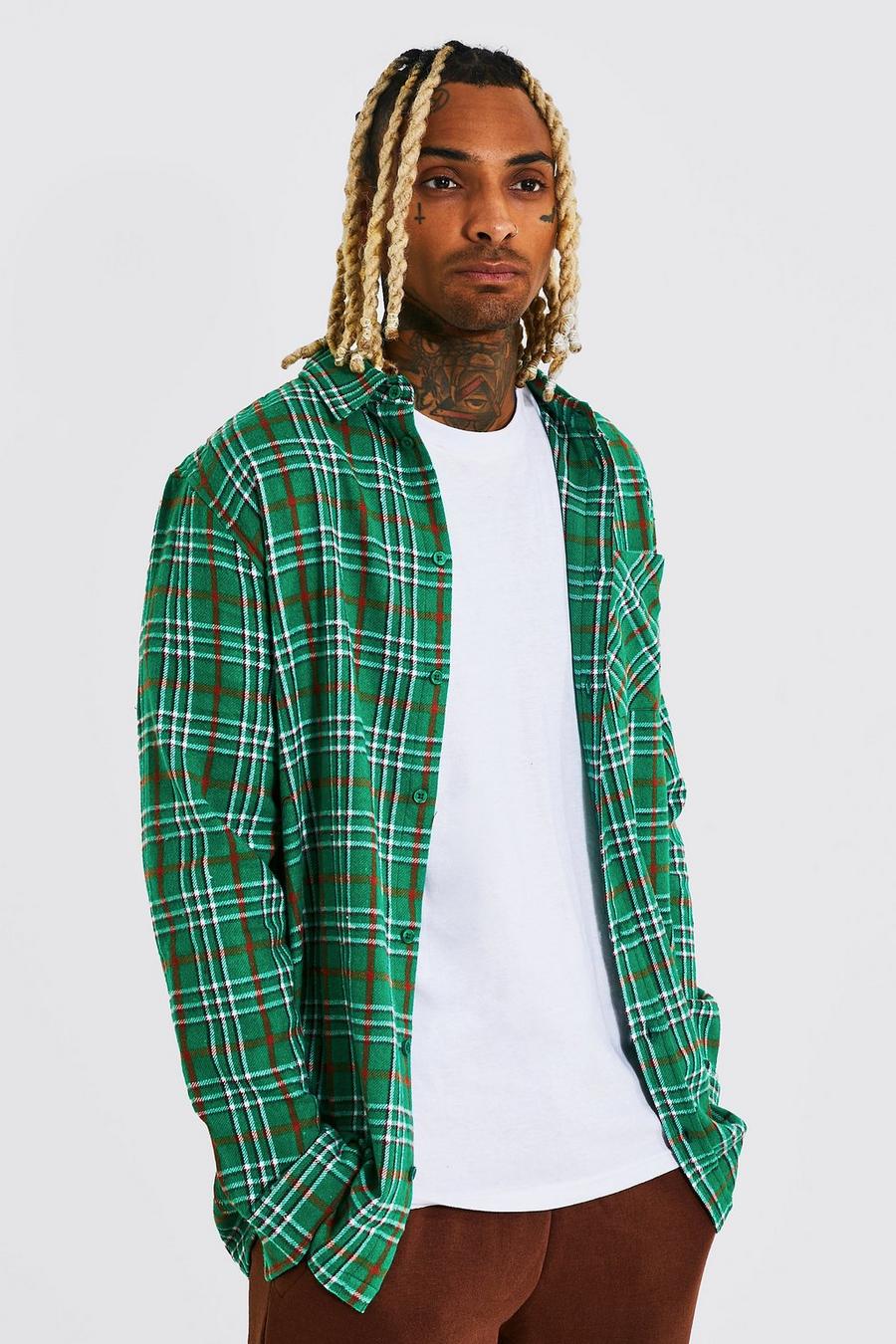 Green Longline Check Shirt image number 1