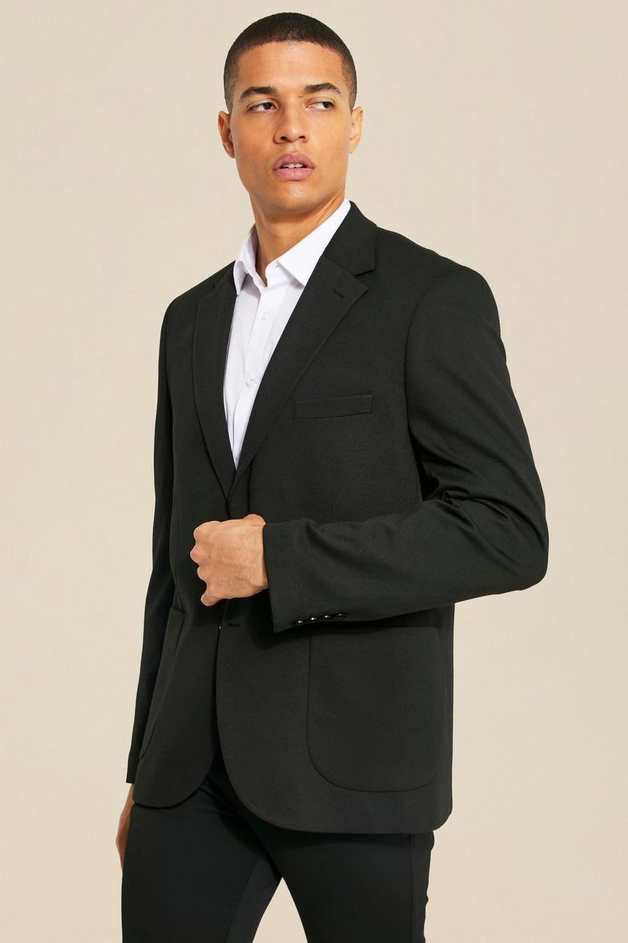Black Jersey Relaxed Blazer image number 1