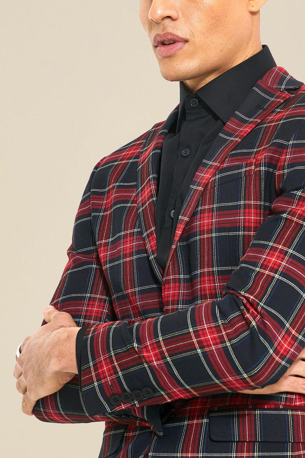 Red tartan blazer on sale mens