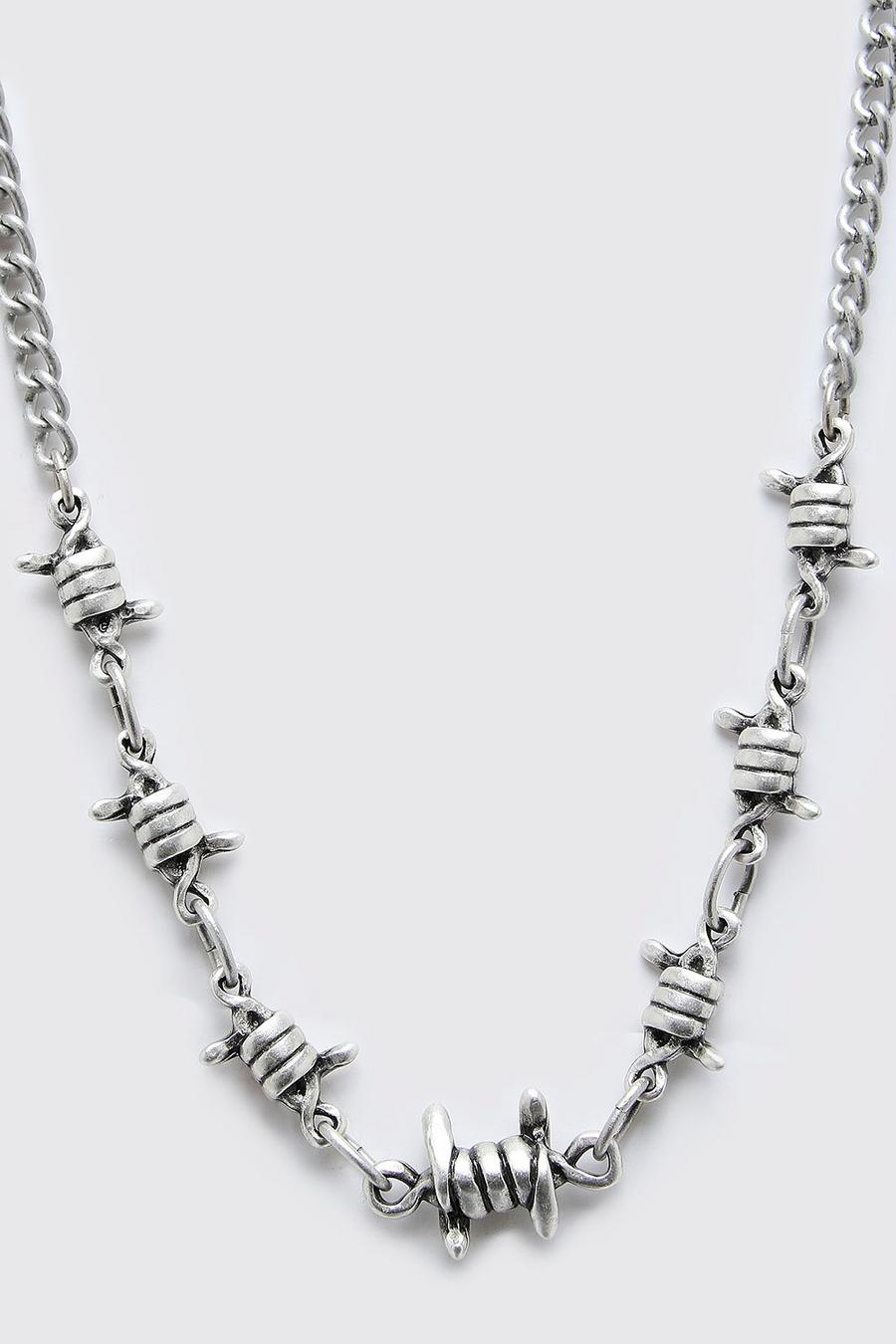 Silver Barbwire Chain Necklace image number 1