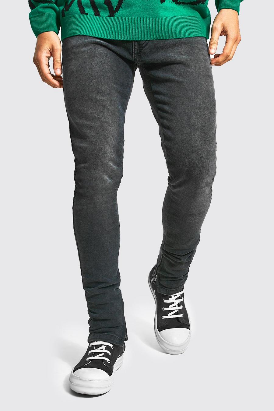 Charcoal grey blue slim-leg mid-rise jeans