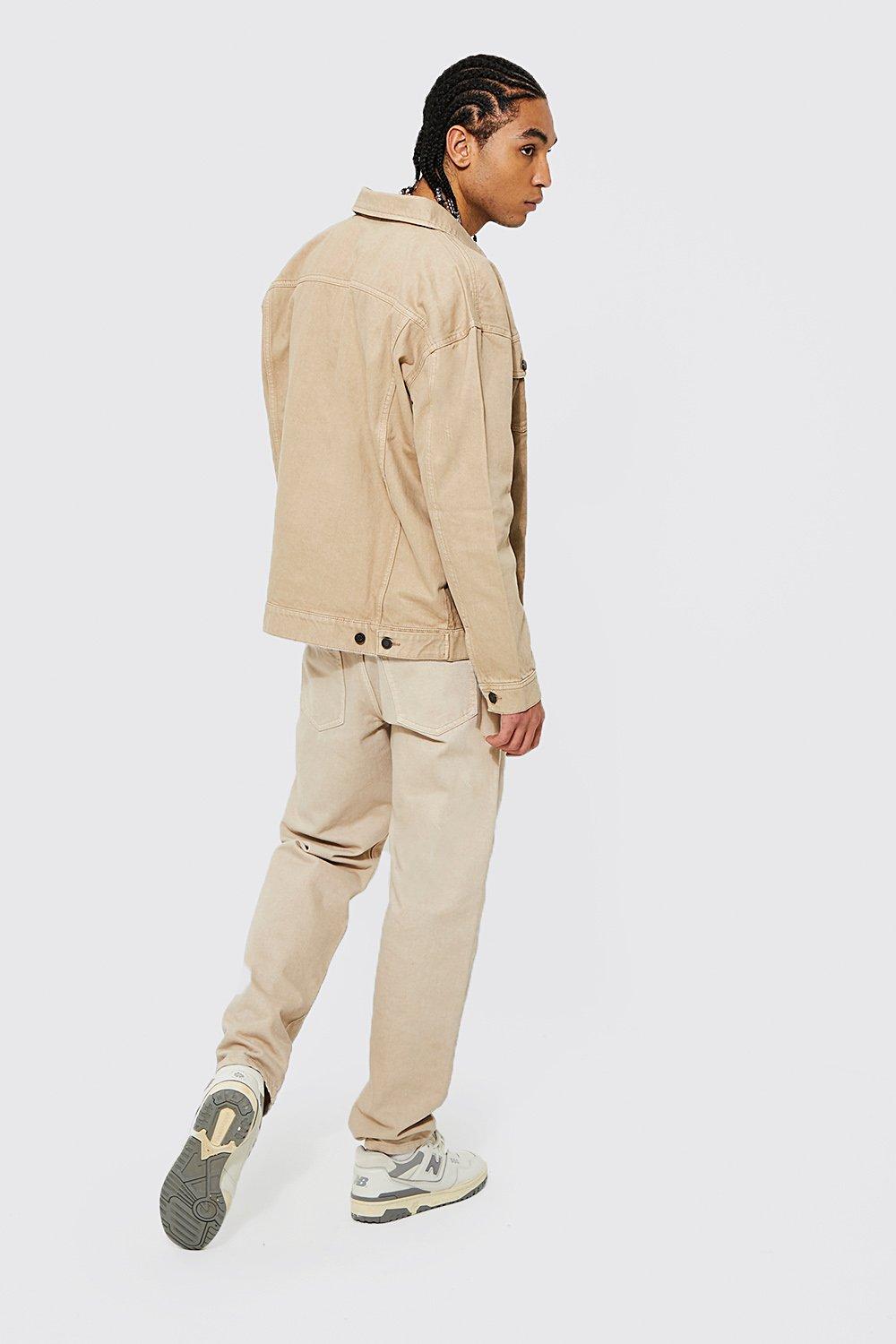 Sand coloured denim outlet jacket